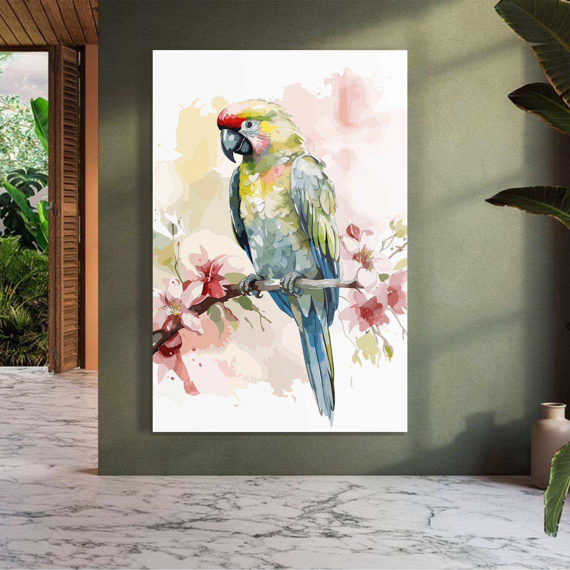 Glasbild Beautiful Parrot mockup 7