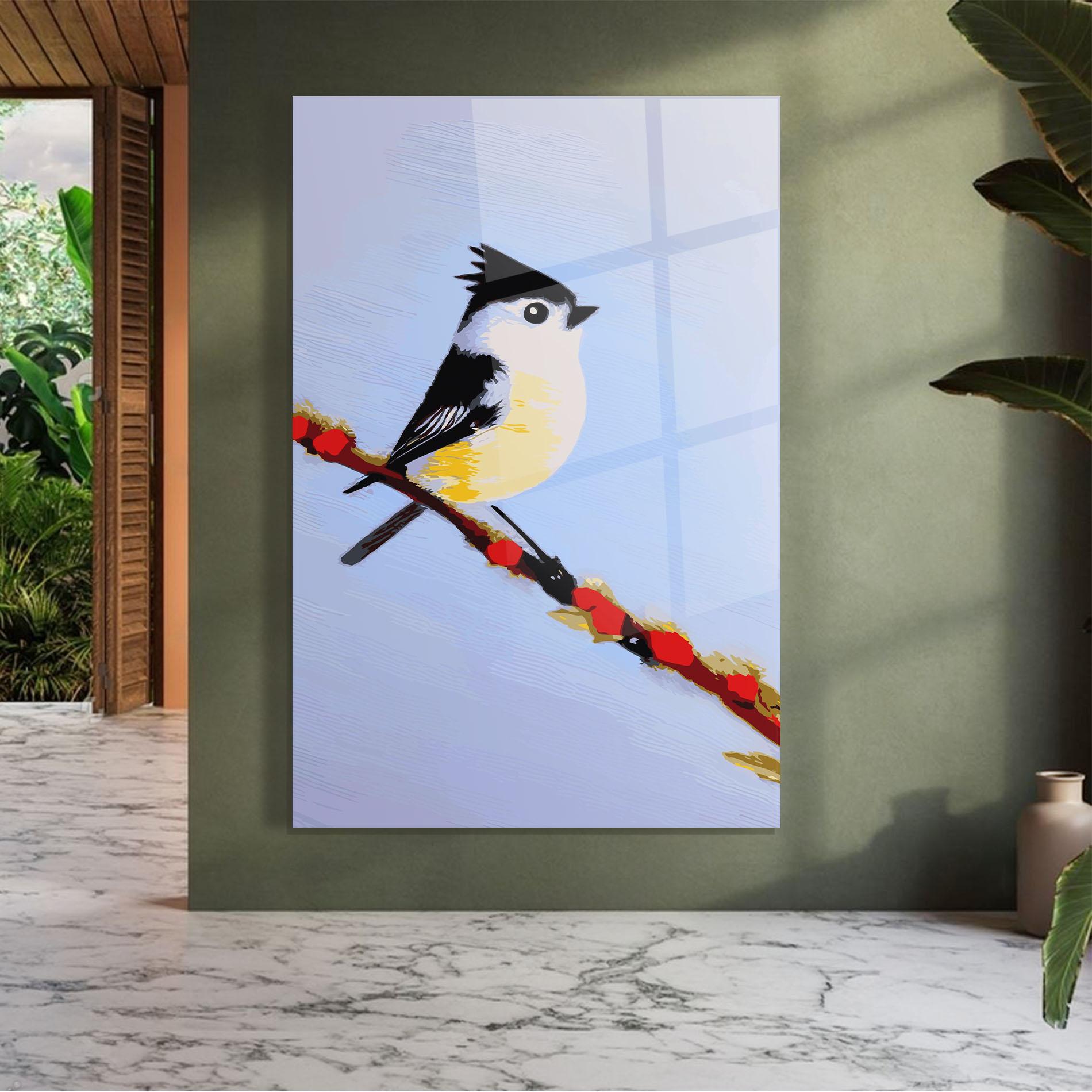 Glasbild Bird Painting mockup 7