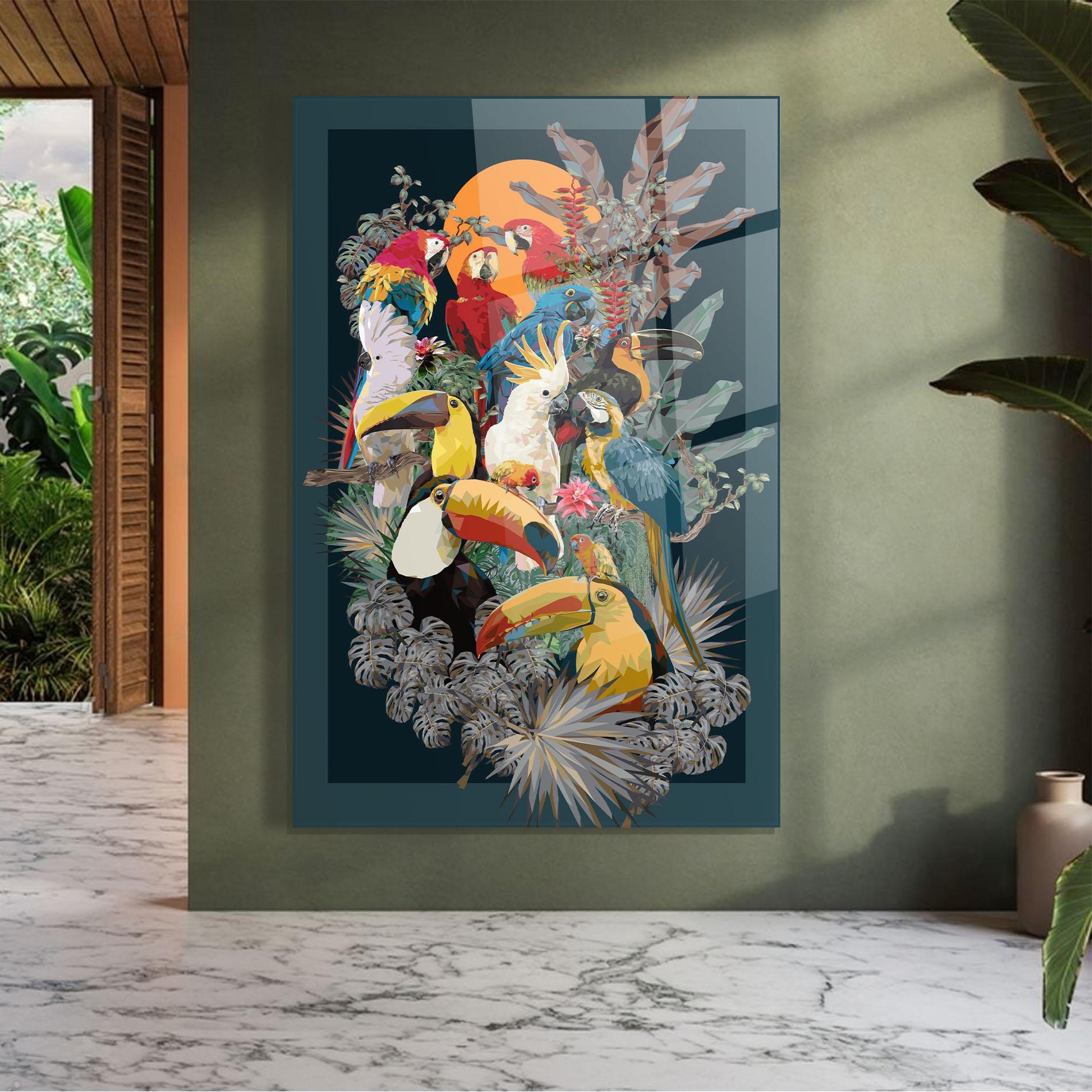 Glasbild Birds And Plants mockup 7