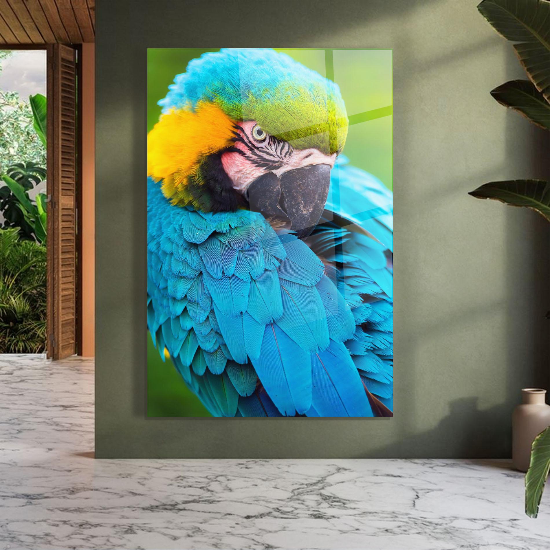 Glasbild Blue Parrot mockup 7