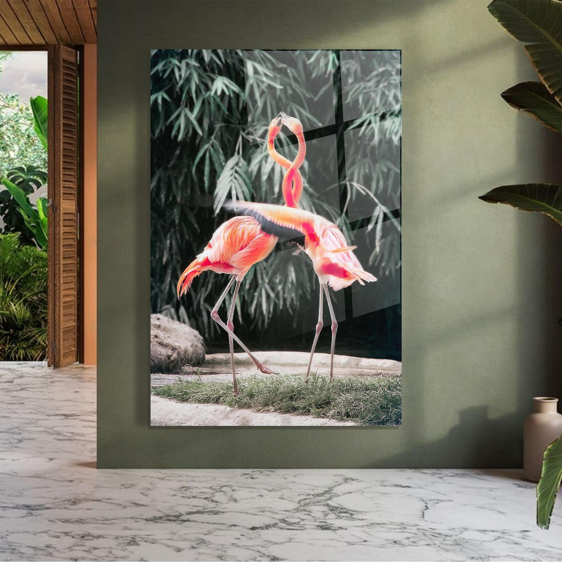 Glasbild Flamingo Love mockup 7