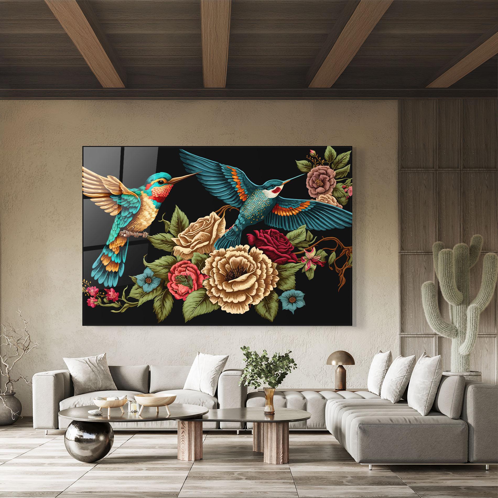 Glasbild Blue Birds mockup 8