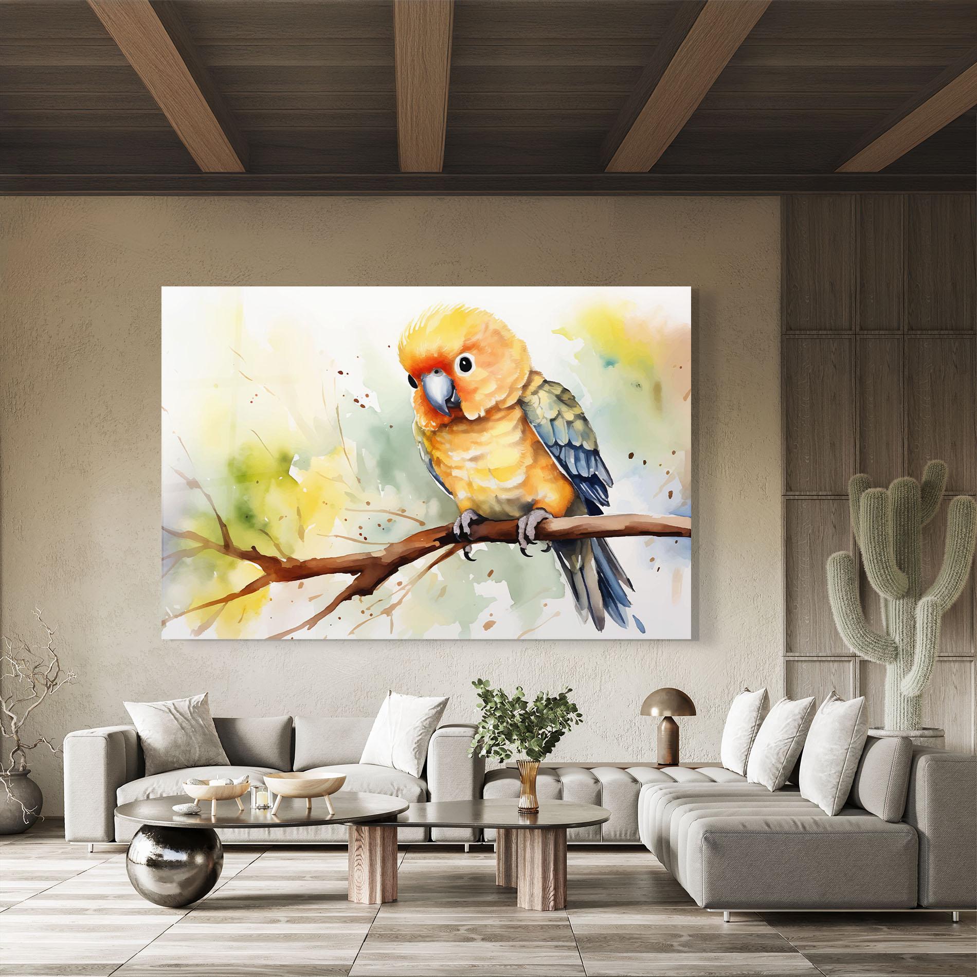 Glasbild Cute Baby Parrot mockup 8