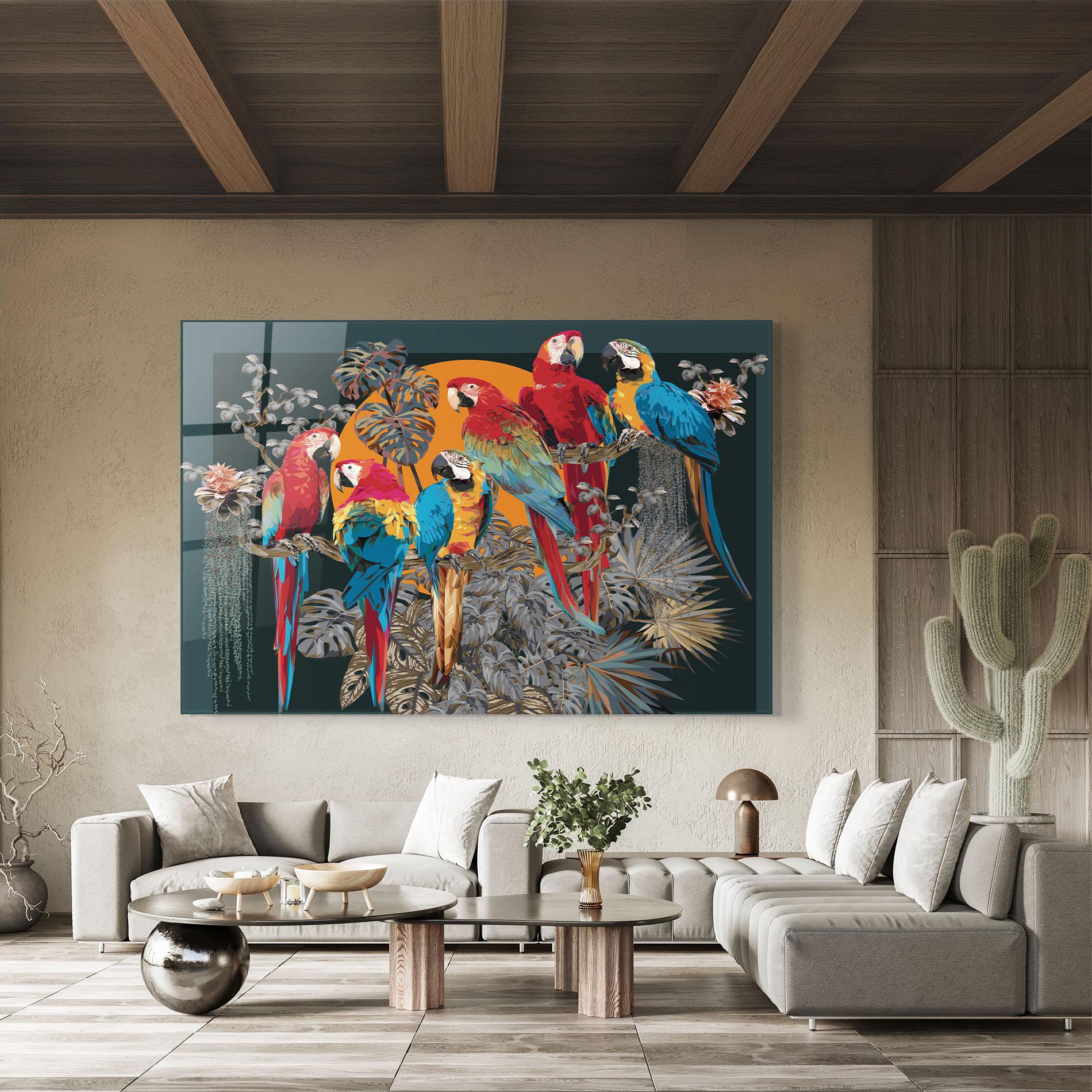 Glasbild Family Parrot mockup 8