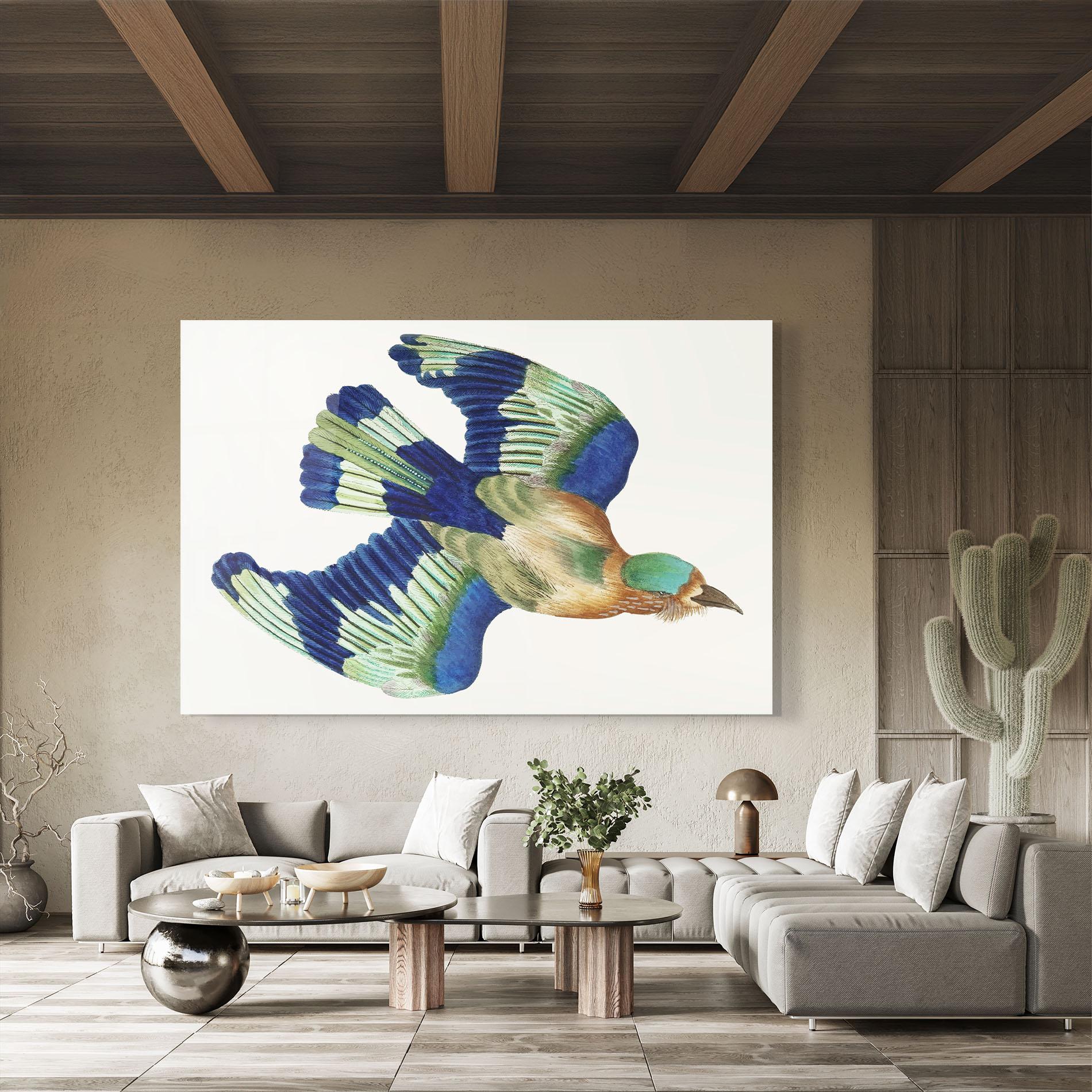 Glasbild Green Blue Bird mockup 8