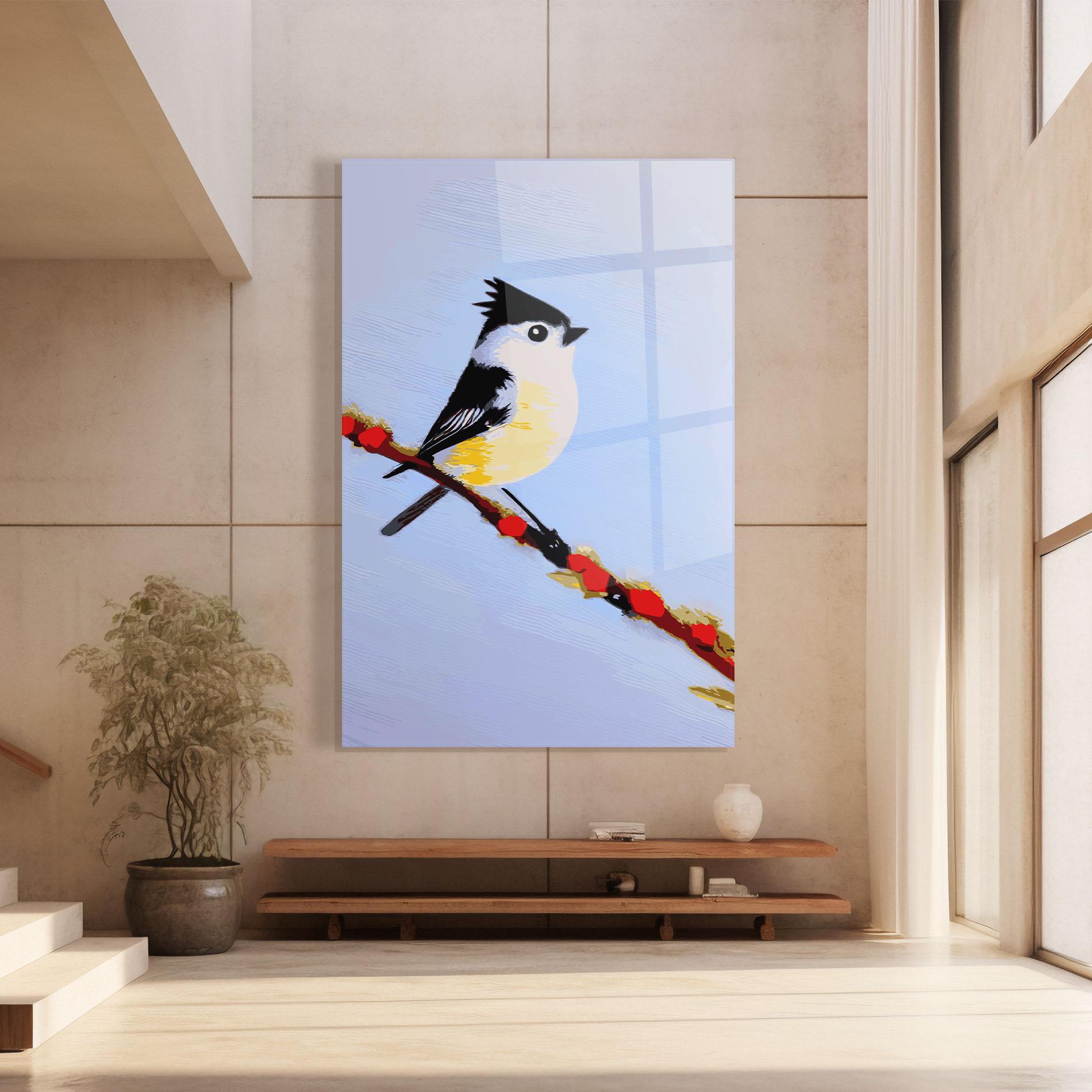 Glasbild Bird Painting mockup 8
