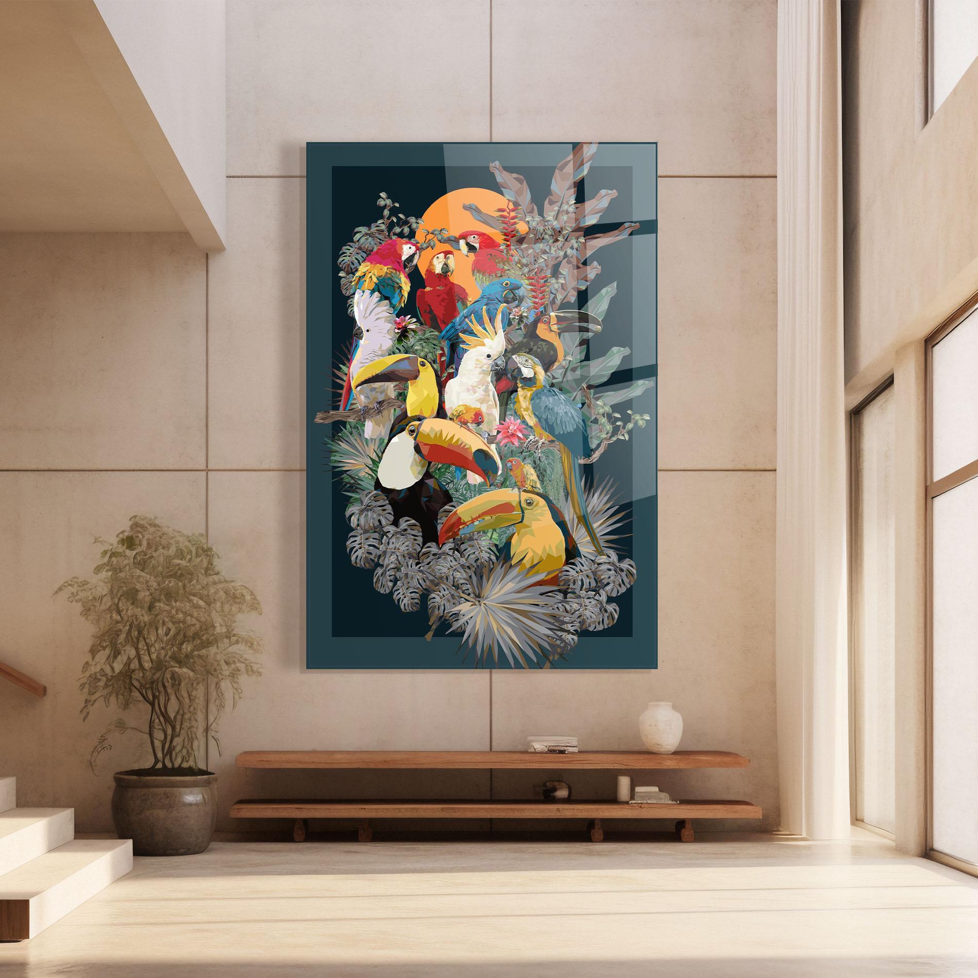 Glasbild Birds And Plants mockup 8