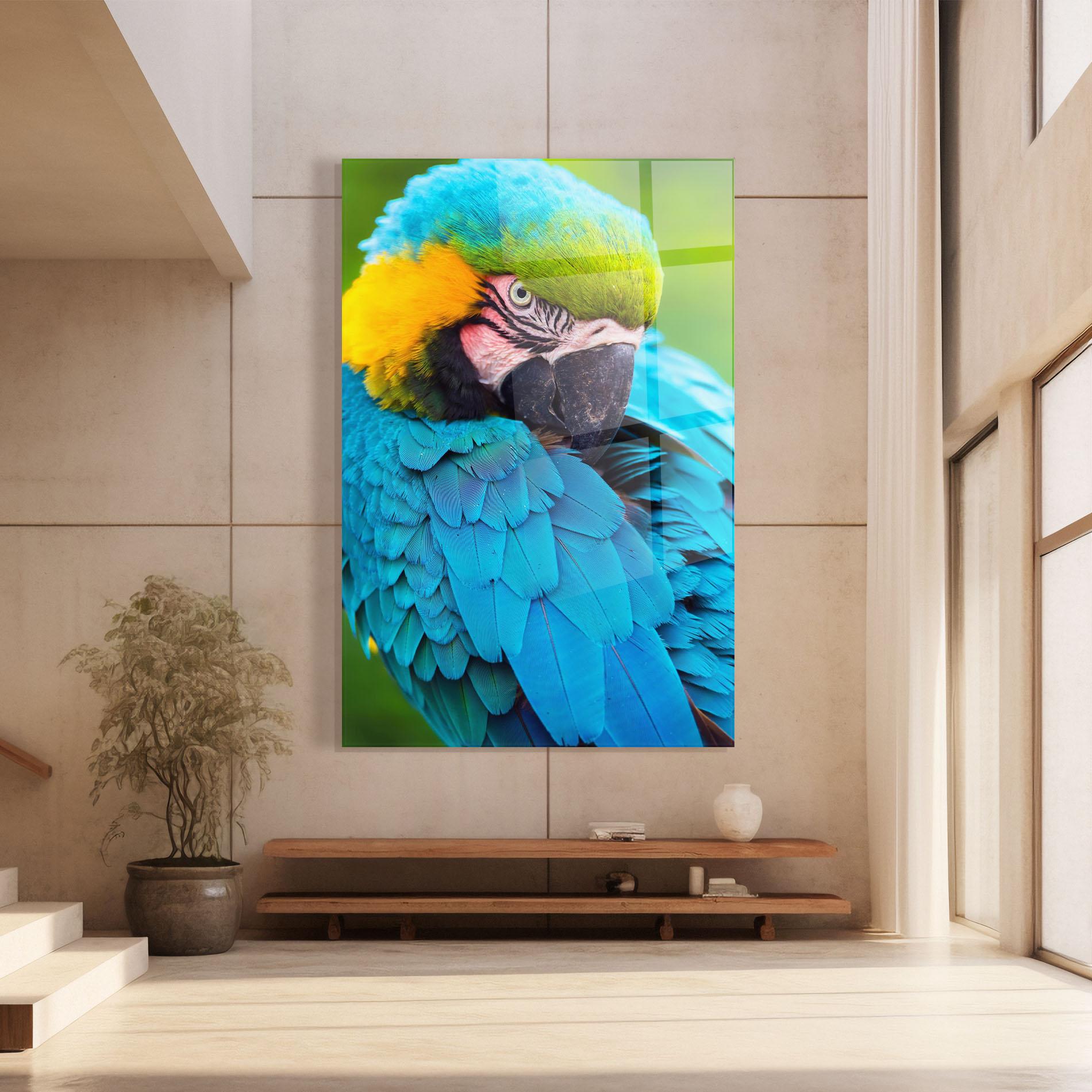 Glasbild Blue Parrot mockup 8