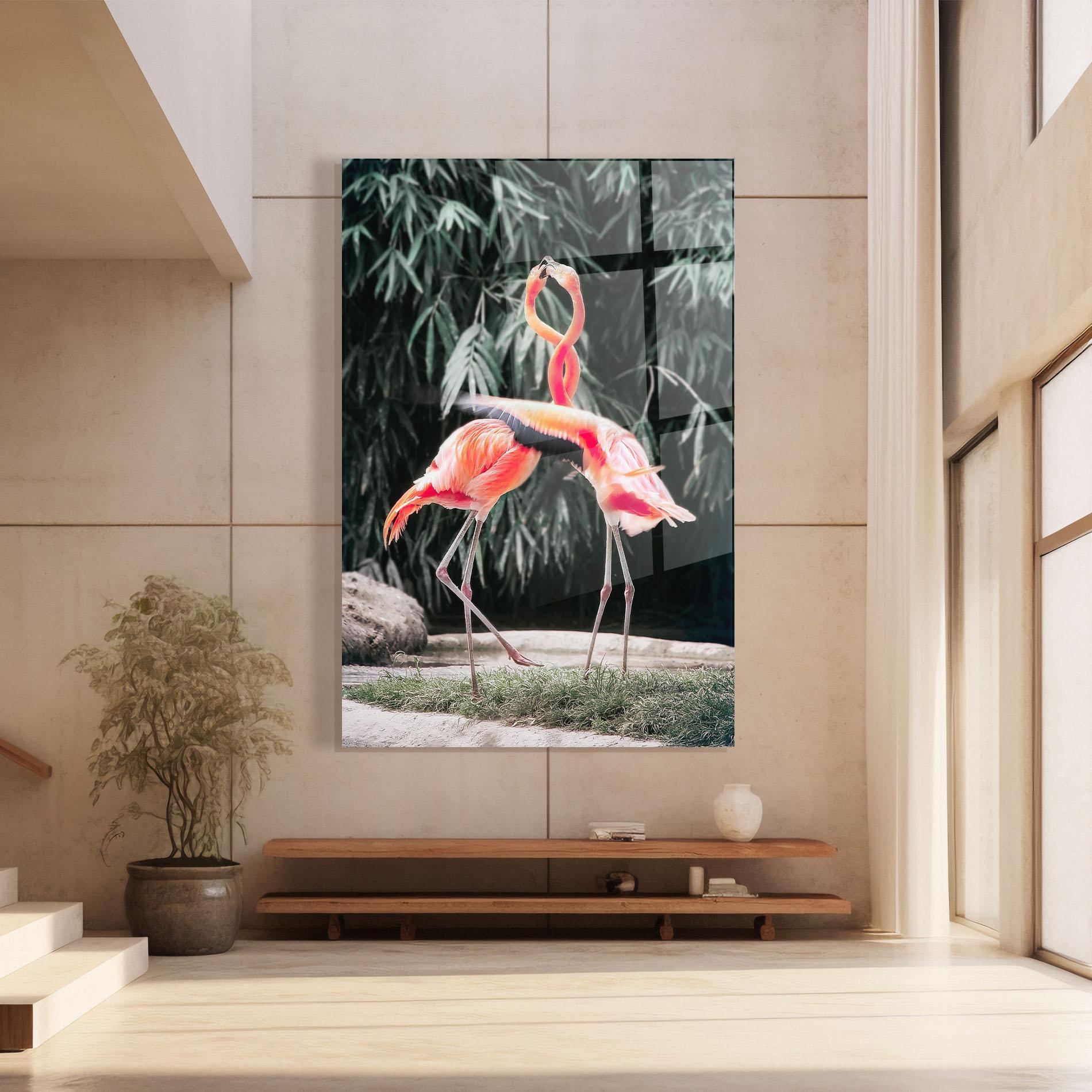Glasbild Flamingo Love mockup 8