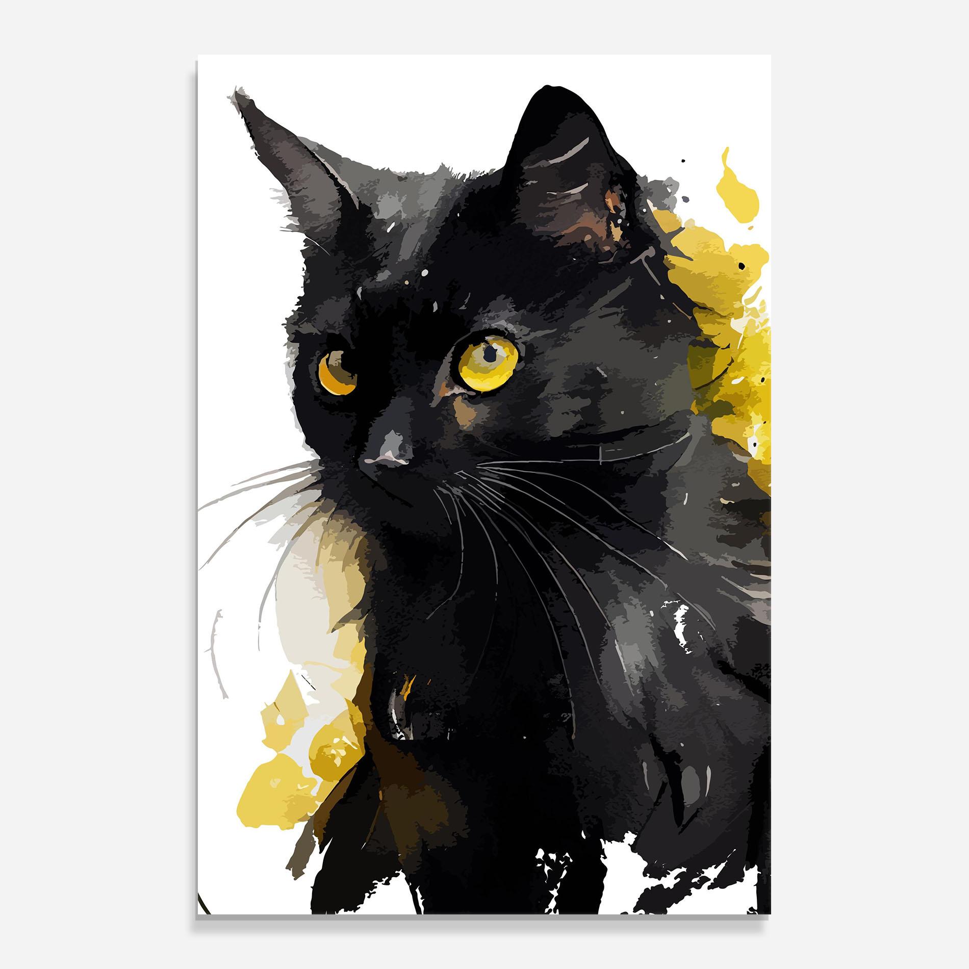 Glasbild Beautiful Black Cat mockup 0
