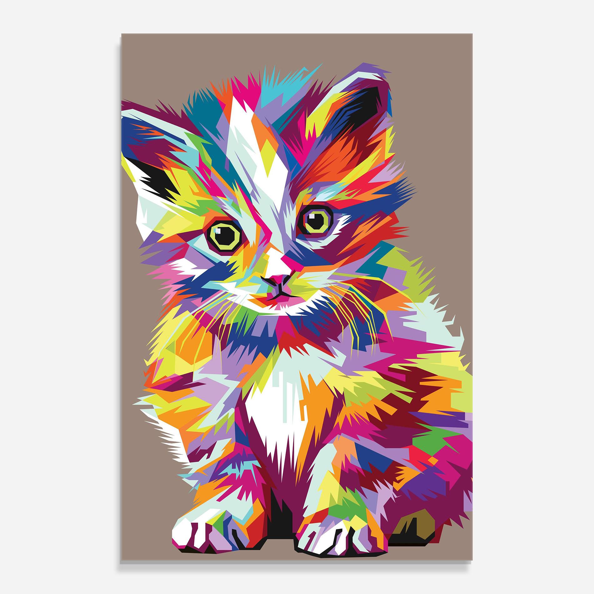 Glasbild Colorful Cat mockup 0