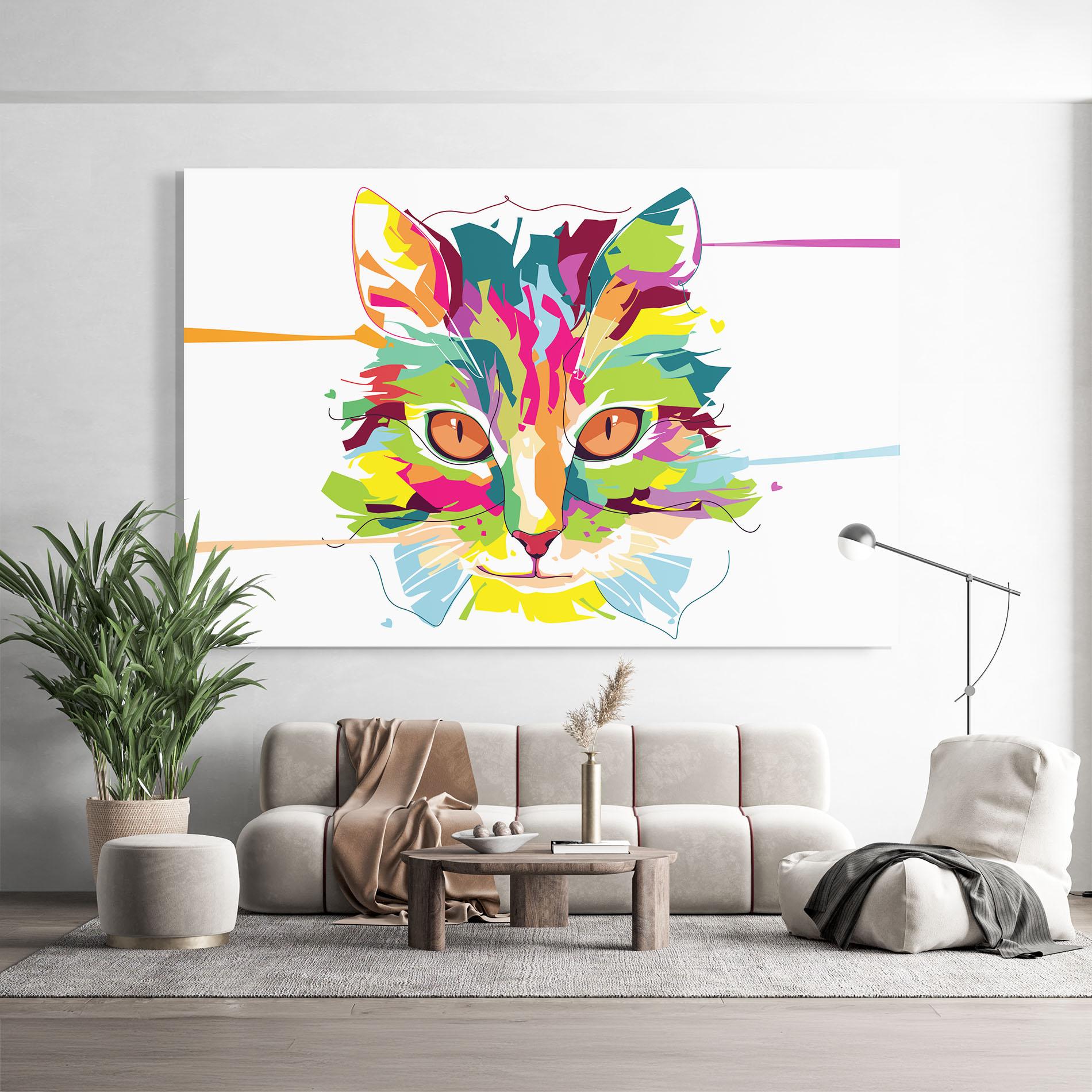 Glasbild Cat Art Close Up mockup 9