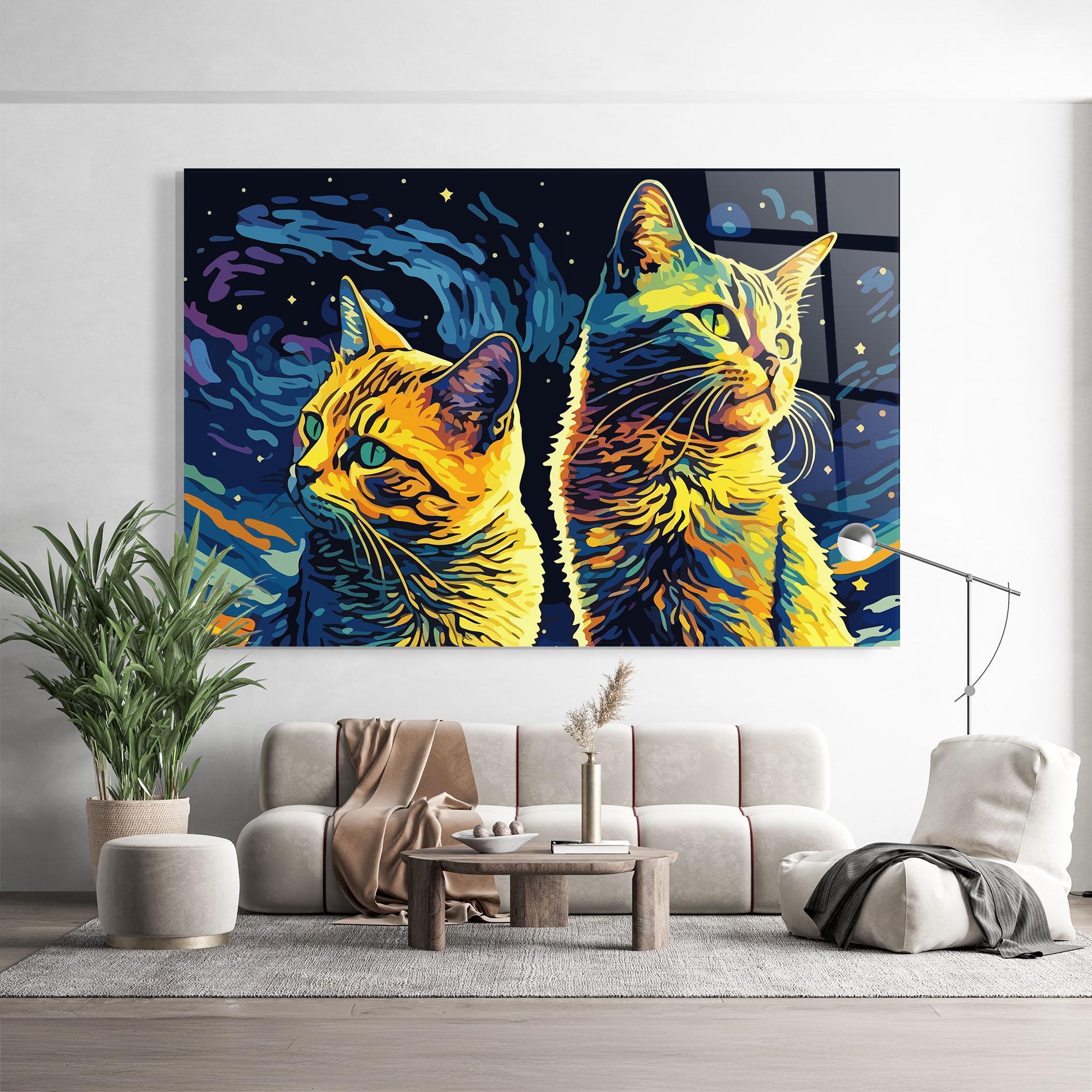 Glasbild Cat Painting mockup 9