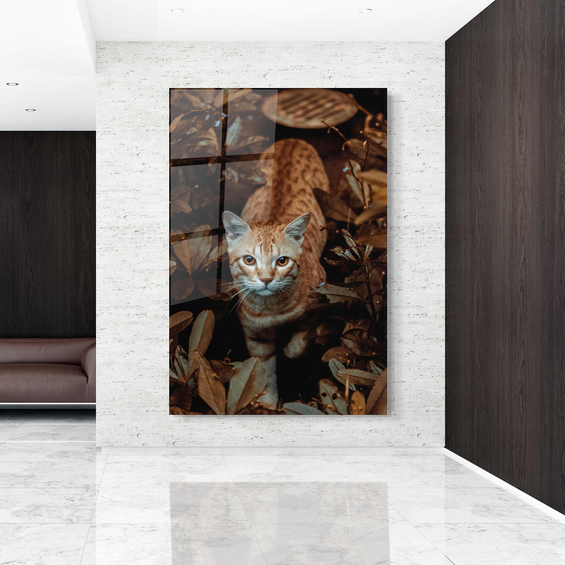 Glasbild Autumn Orange Cat mockup 9