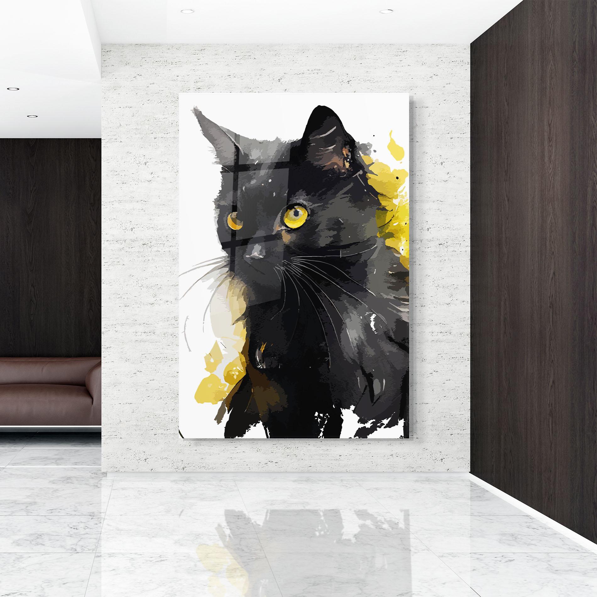 Glasbild Beautiful Black Cat mockup 9