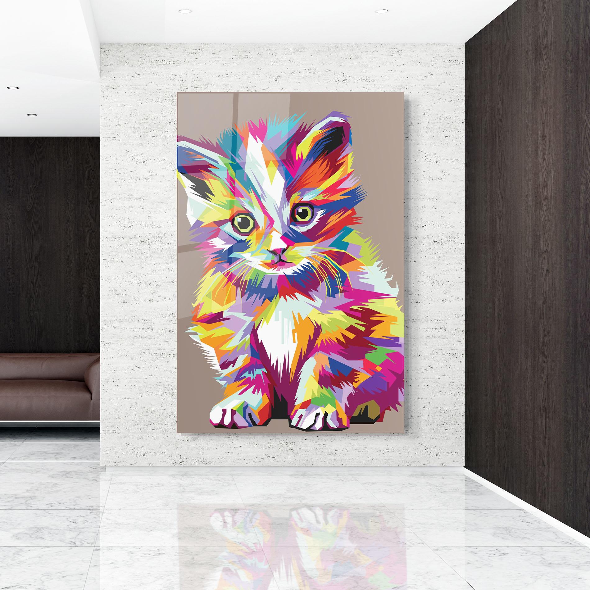 Glasbild Colorful Cat mockup 9