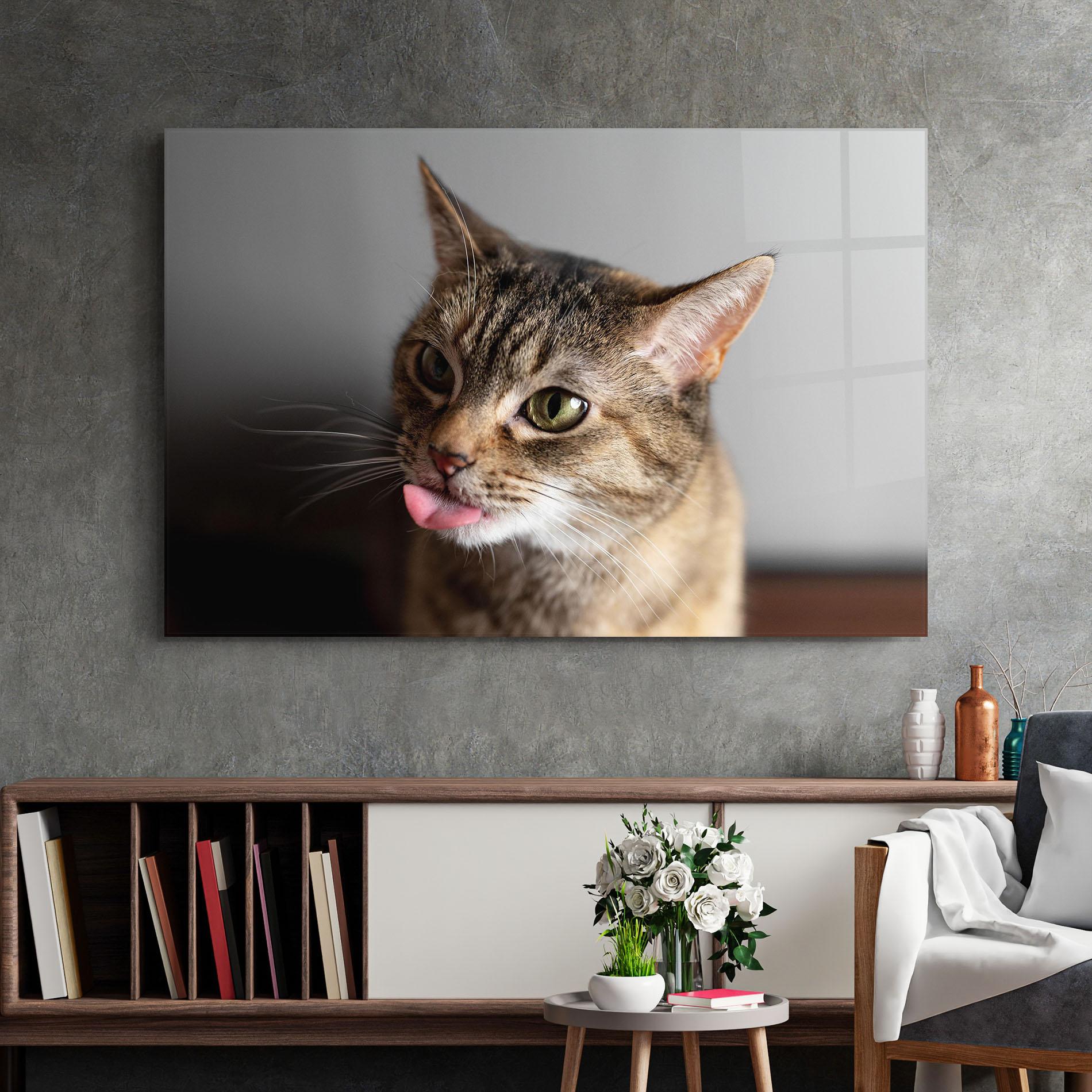 Glasbild Brown Green Eyes Cat mockup 2