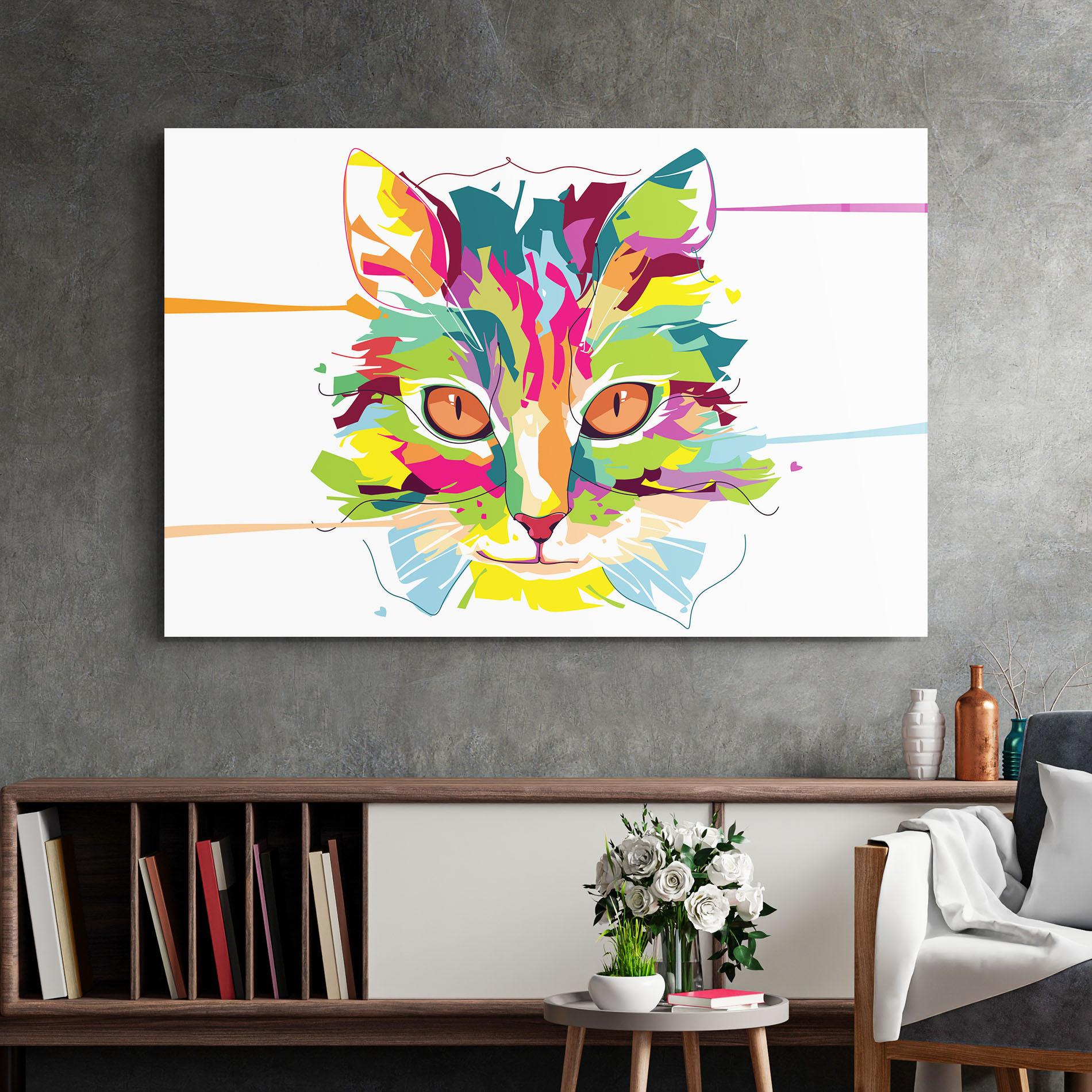 Glasbild Cat Art Close Up mockup 2
