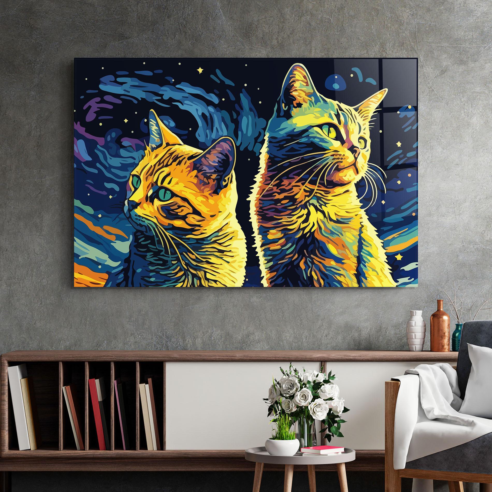 Glasbild Cat Painting mockup 2