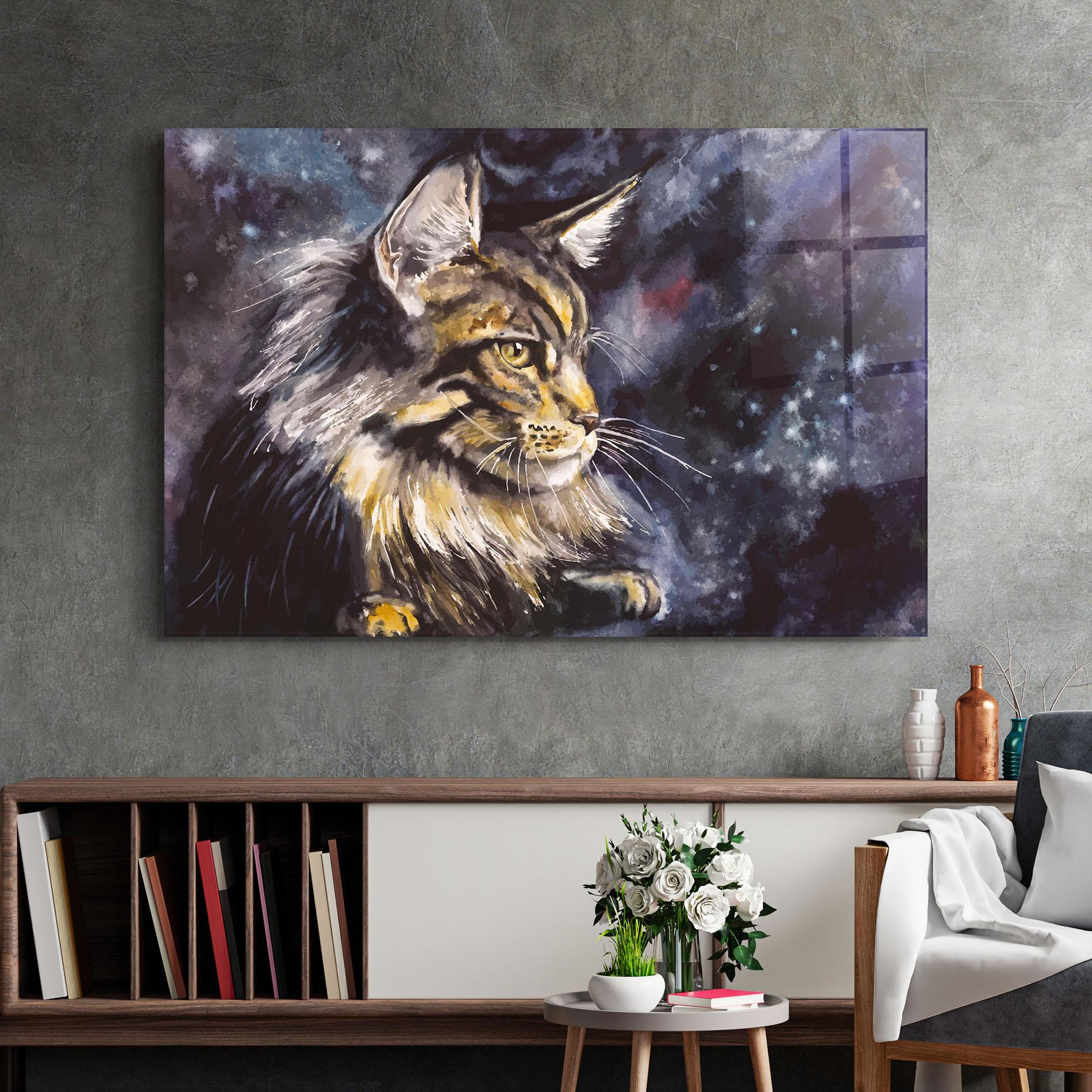 Glasbild Cat Watercolor Art mockup 2