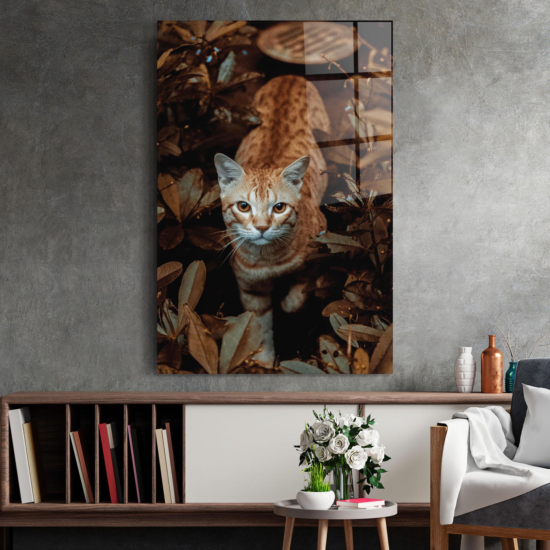 Glasbild Autumn Orange Cat mockup 2