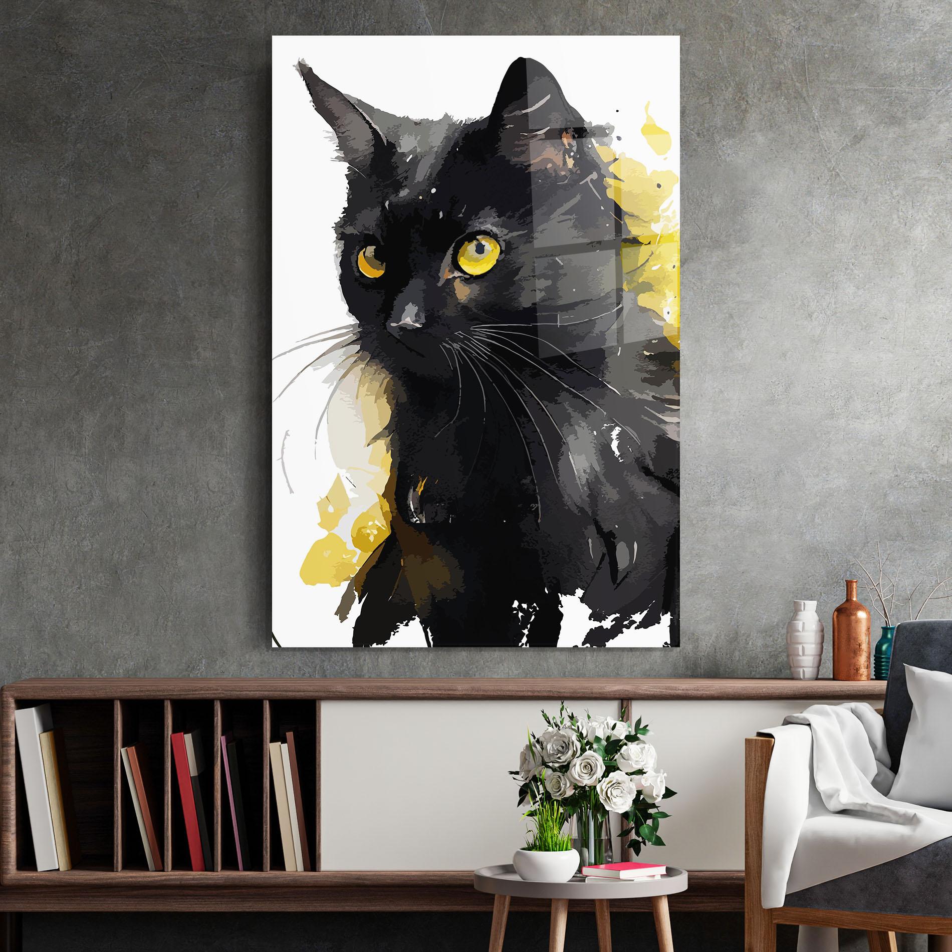 Glasbild Beautiful Black Cat mockup 2
