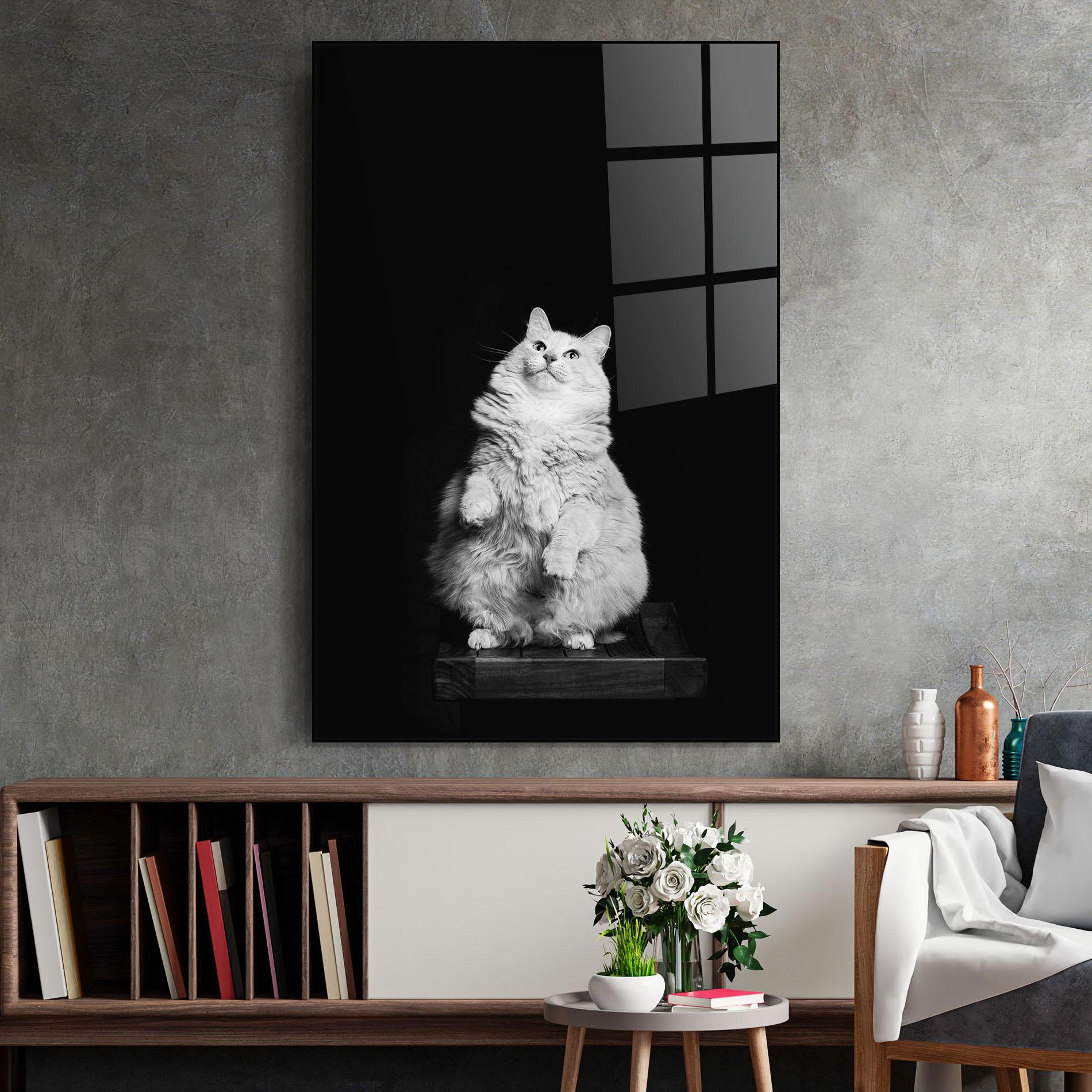 Glasbild Big Fluffy Cat mockup 2