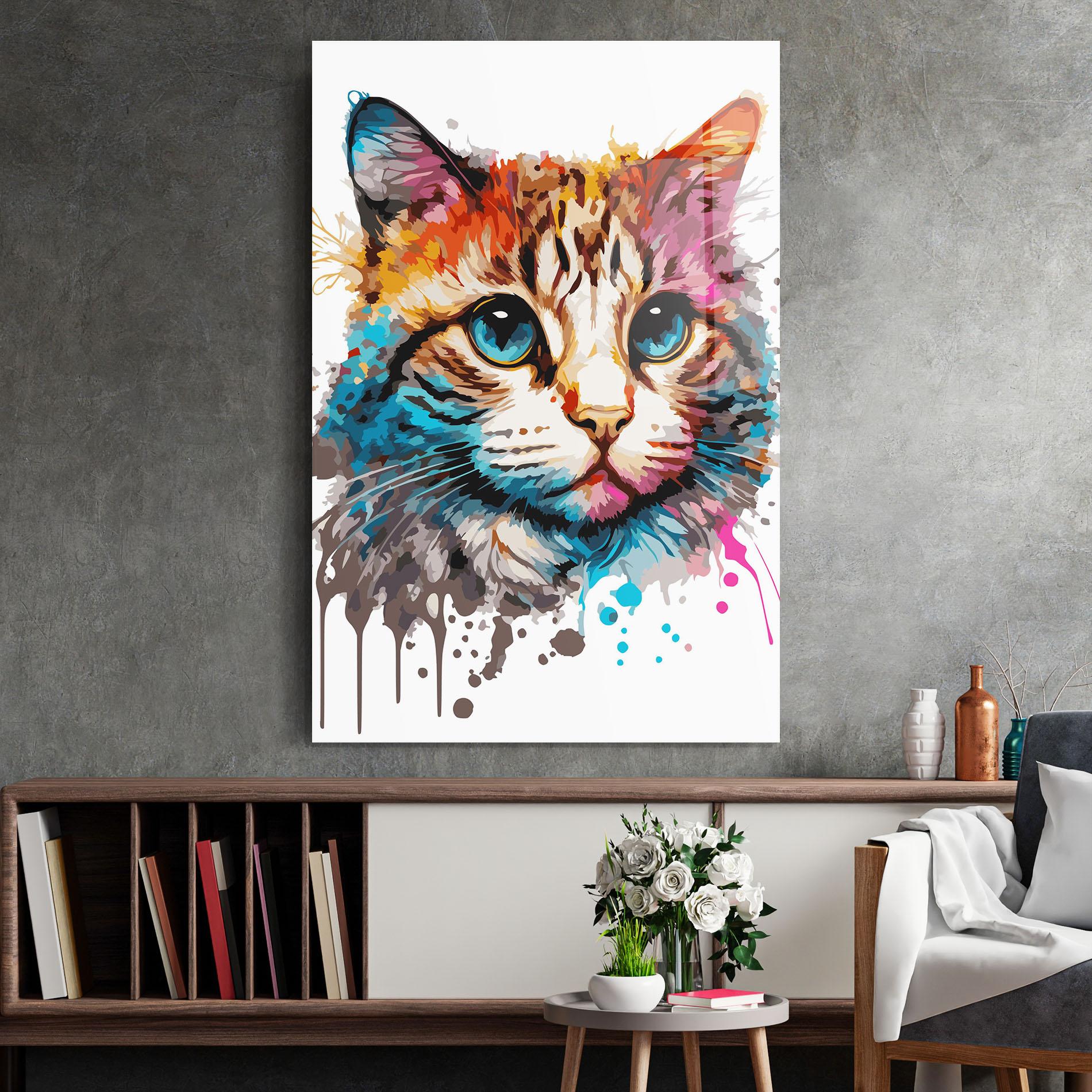 Glasbild Blue Eyes Cat mockup 2