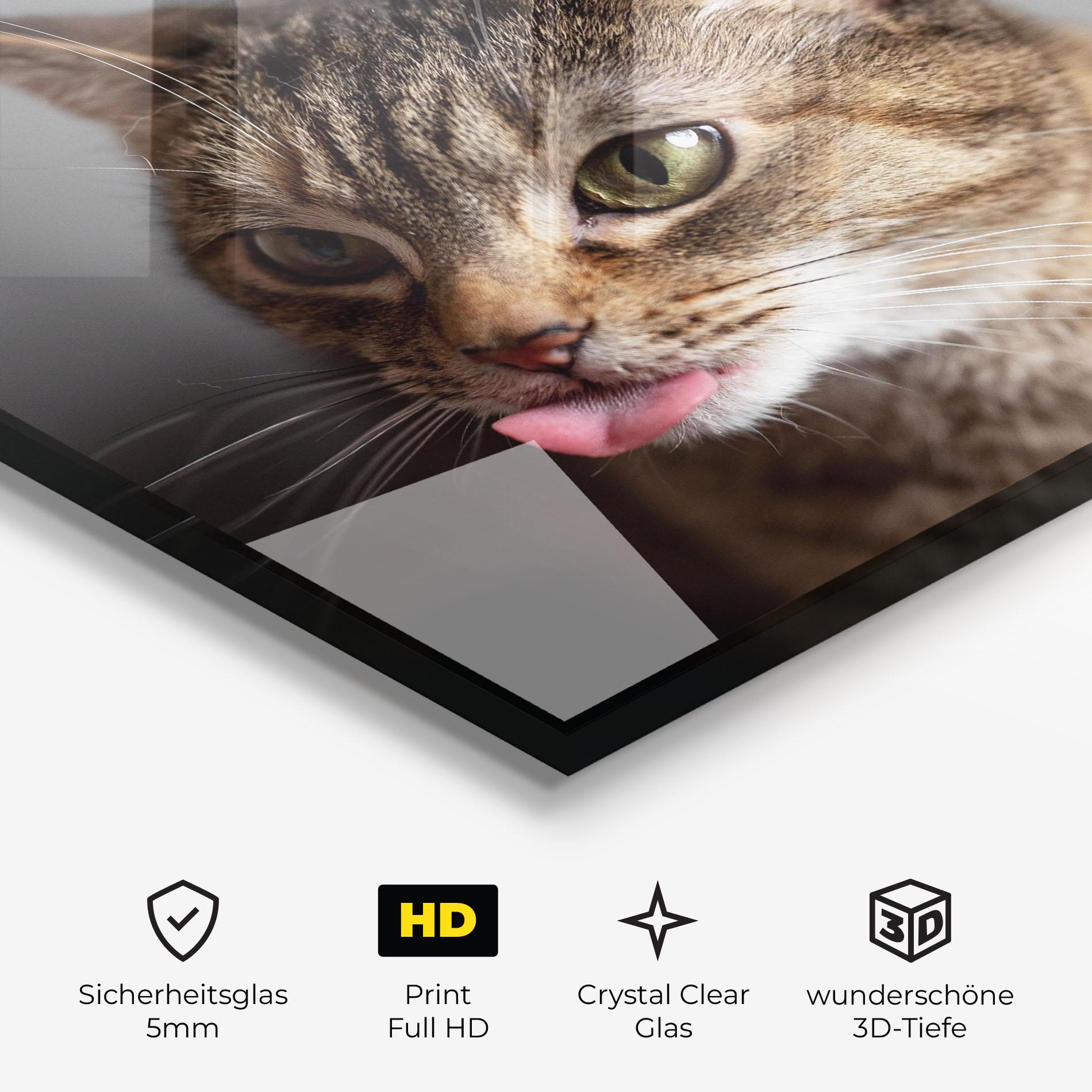 Glasbild Brown Green Eyes Cat mockup 3