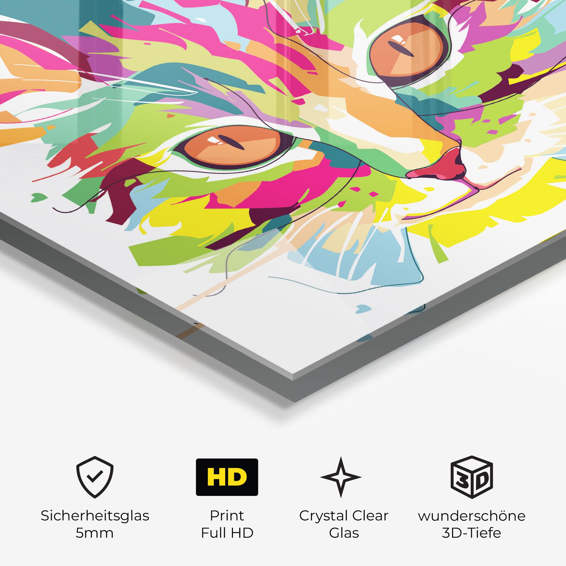 Glasbild Cat Art Close Up mockup 3