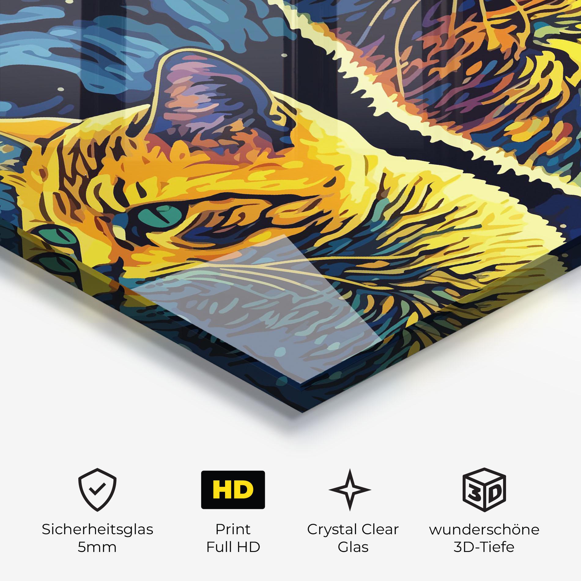 Glasbild Cat Painting mockup 3