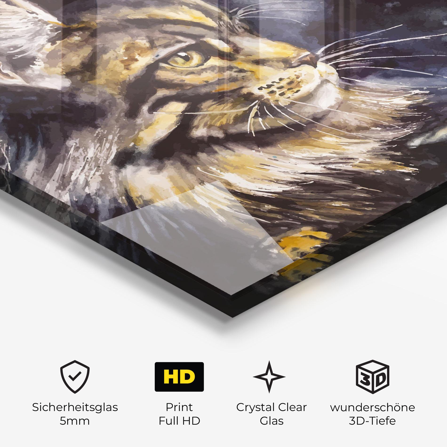 Glasbild Cat Watercolor Art mockup 3