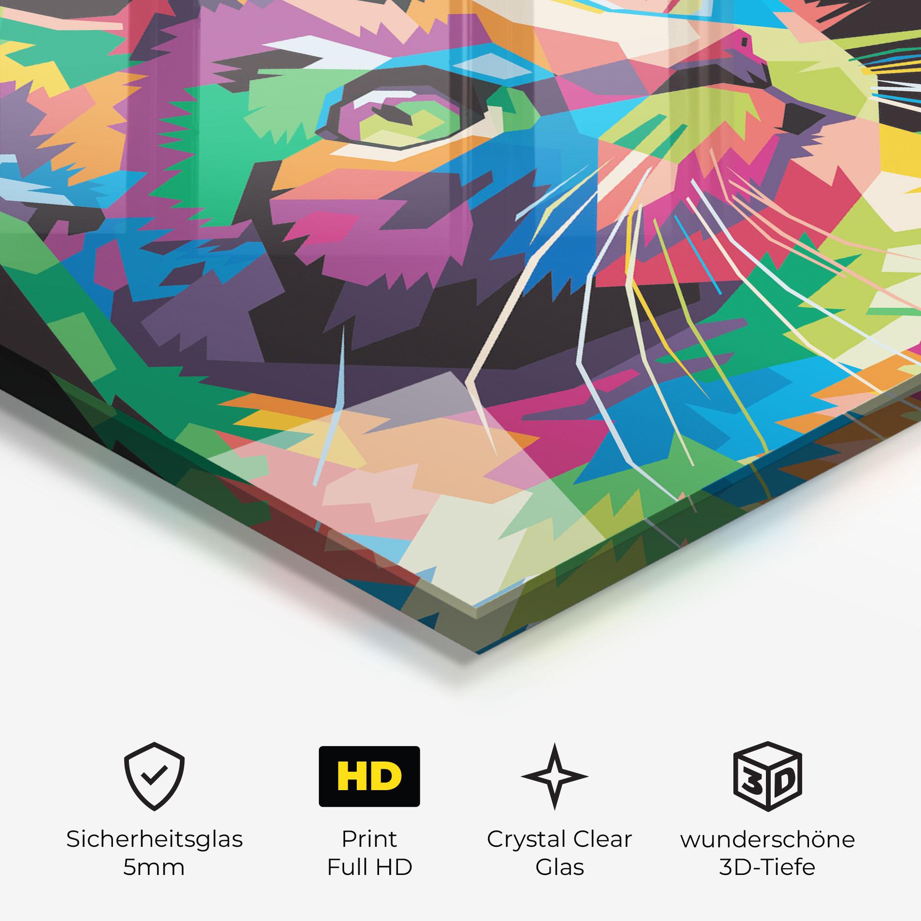 Glasbild Color Mix Cat mockup 3