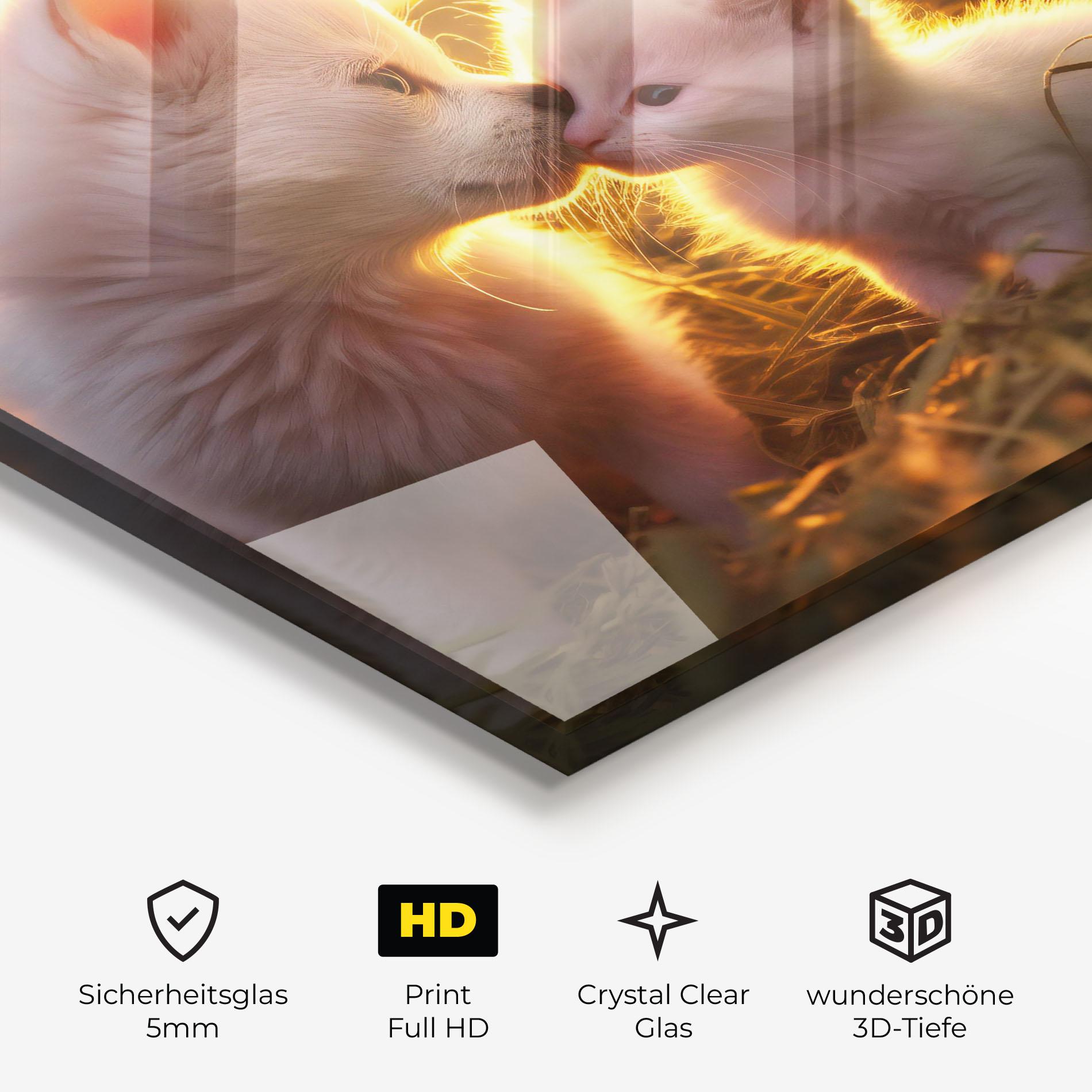 Glasbild White Cat And Puppy mockup 3