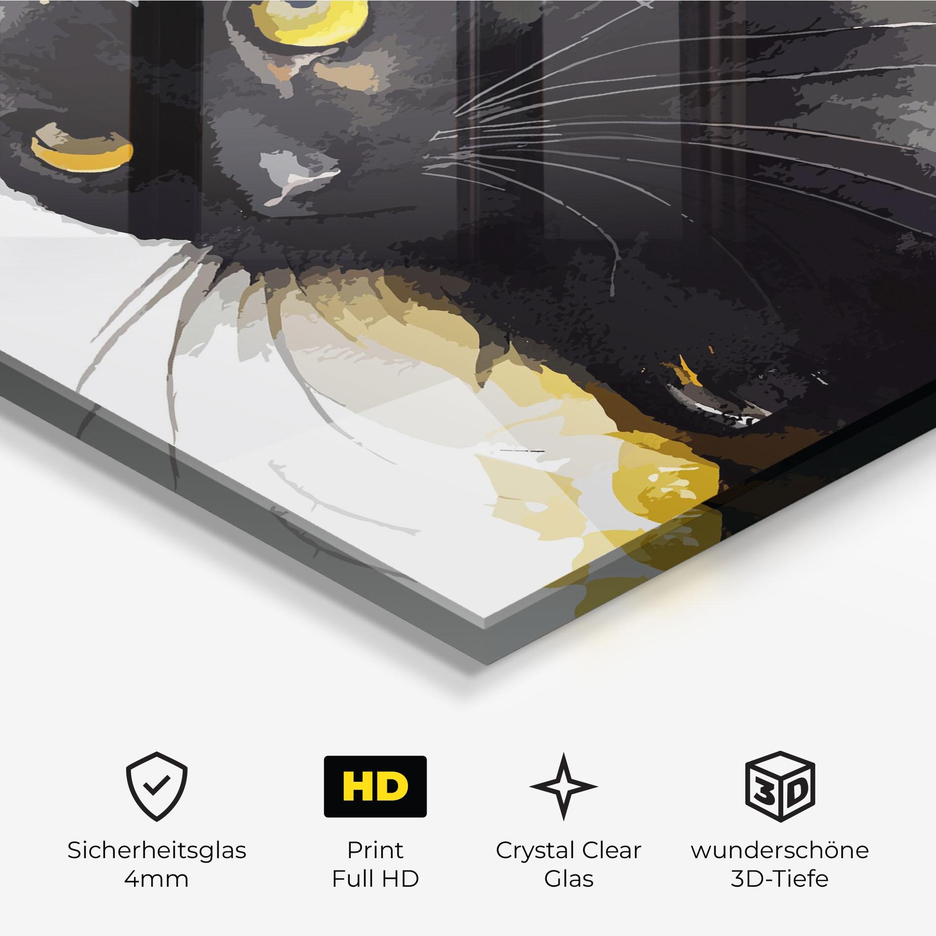 Glasbild Beautiful Black Cat mockup 3