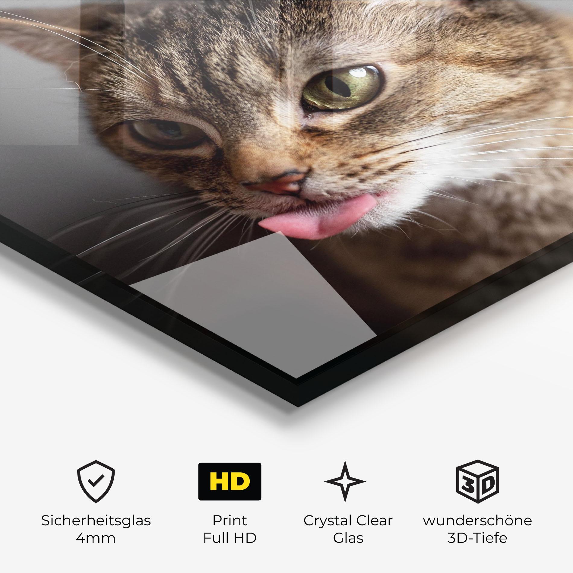 Glasbild Brown Green Eyes Cat mockup 3