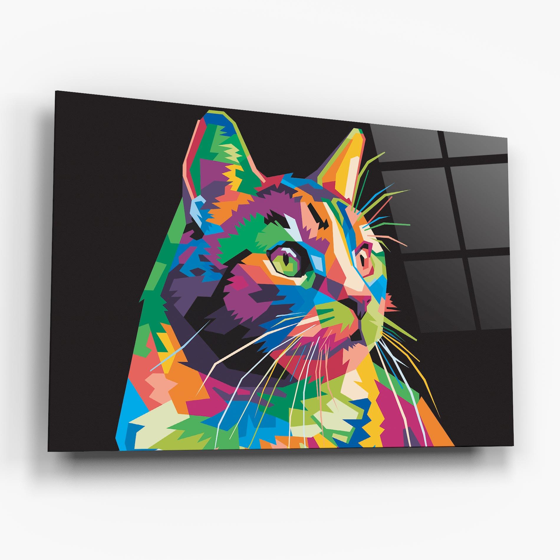 Glasbild Color Mix Cat mockup 6