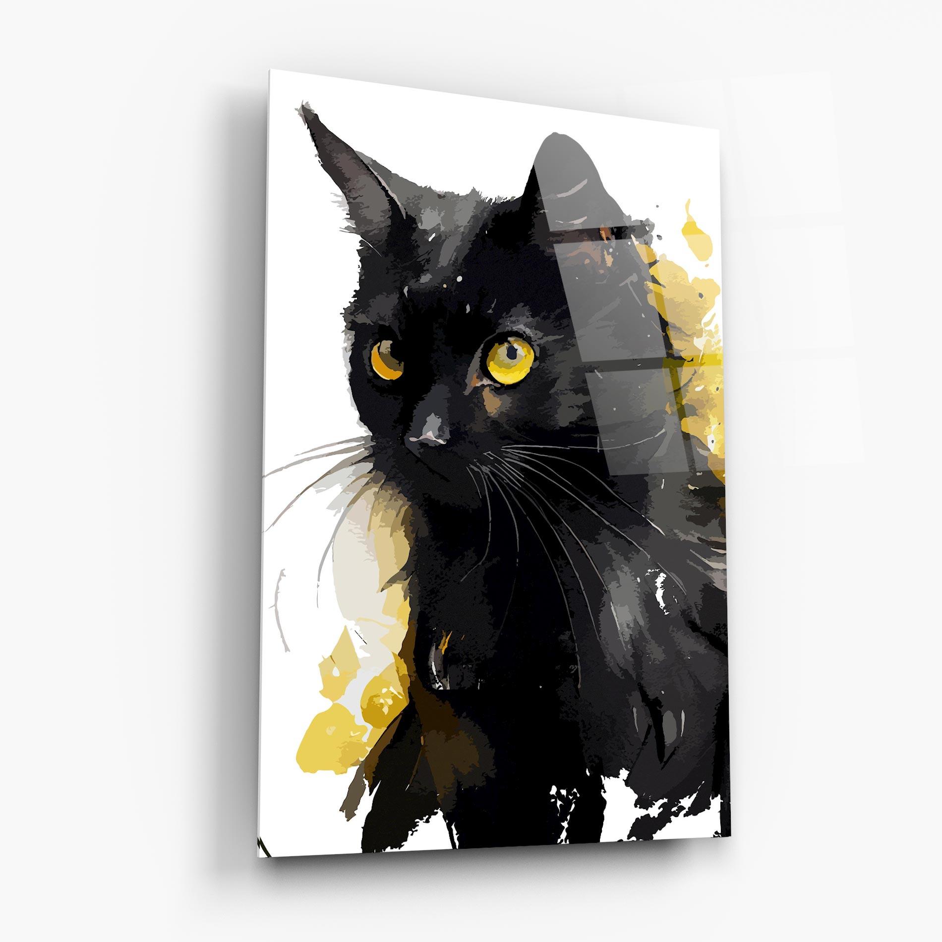 Glasbild Beautiful Black Cat mockup 6