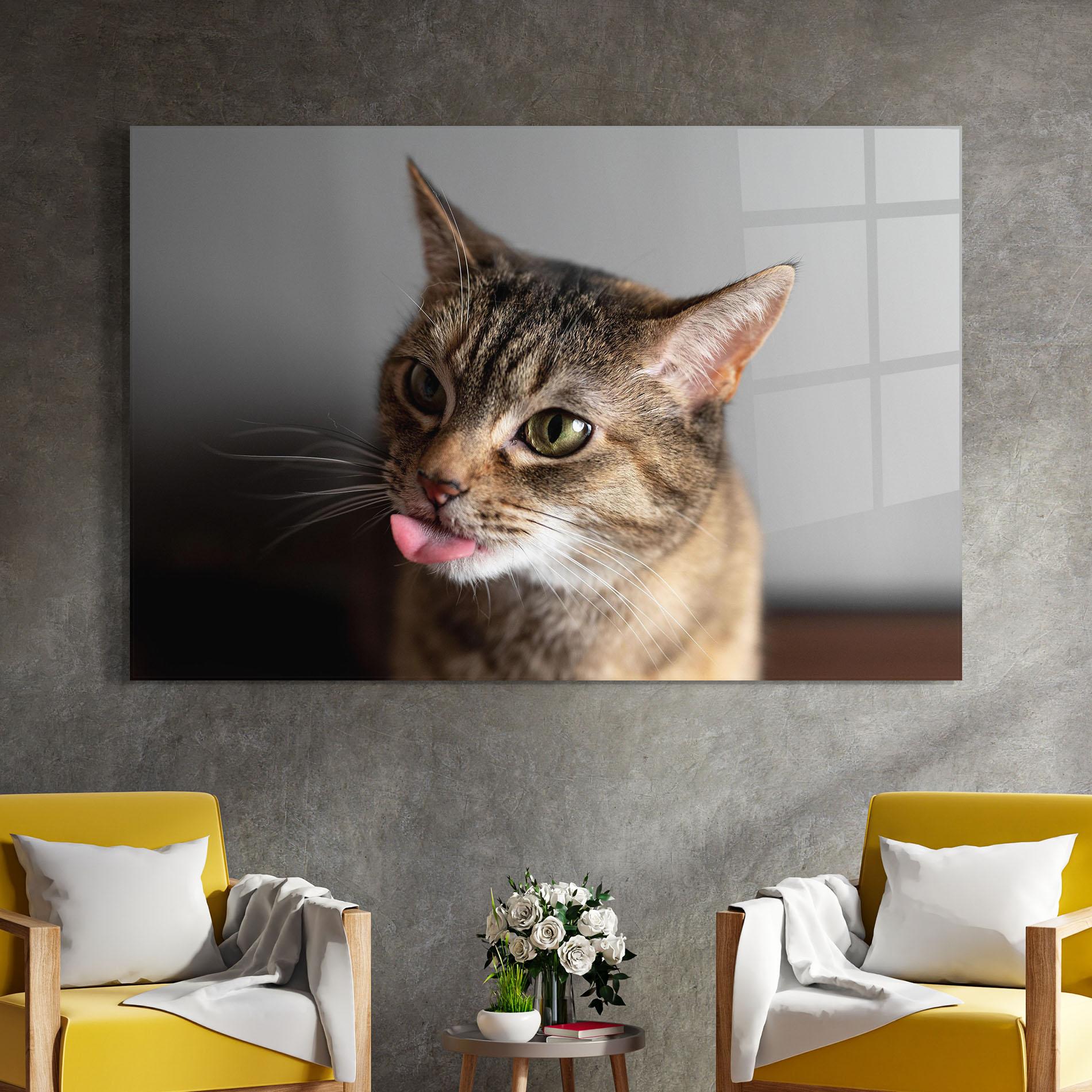 Glasbild Brown Green Eyes Cat mockup 4