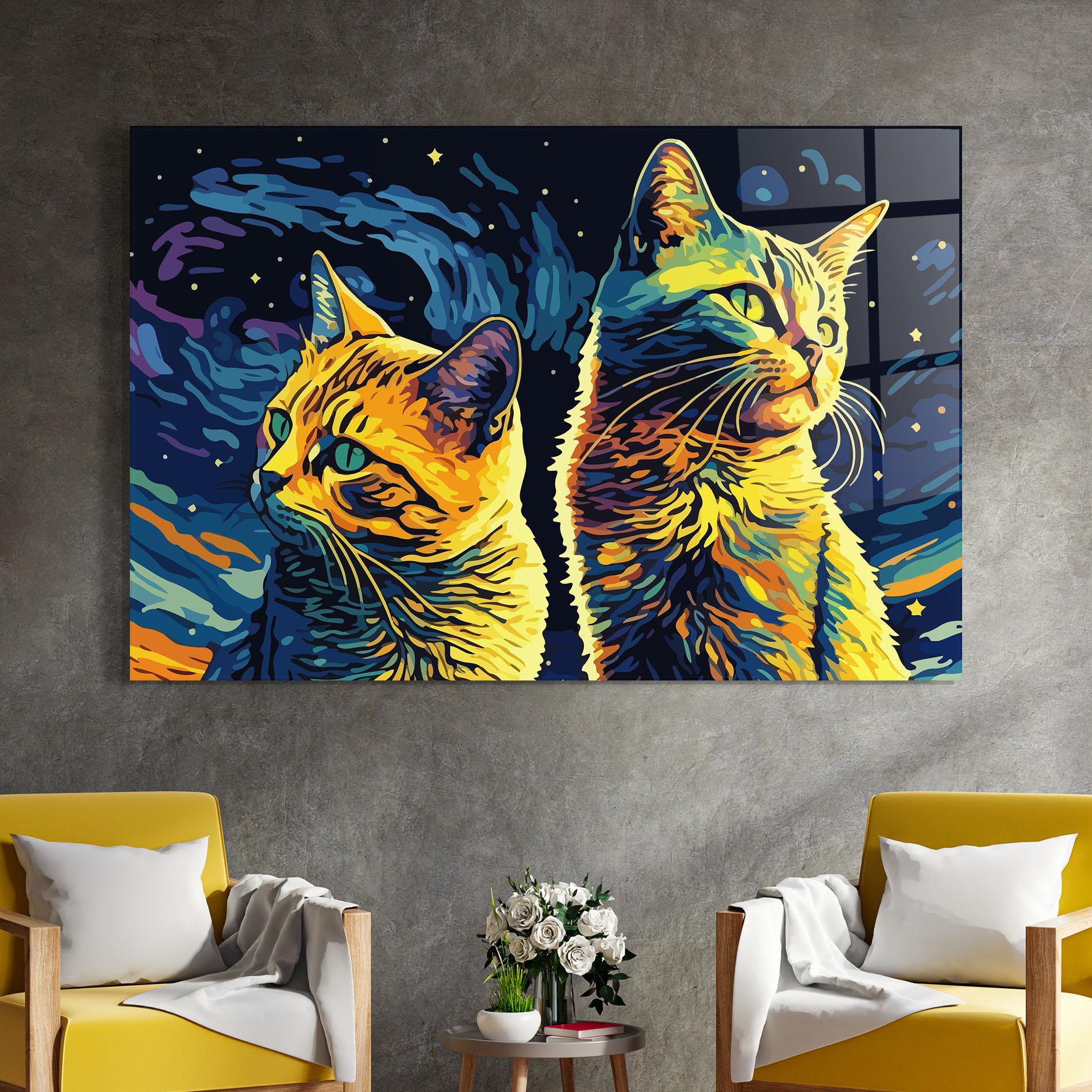 Glasbild Cat Painting mockup 4