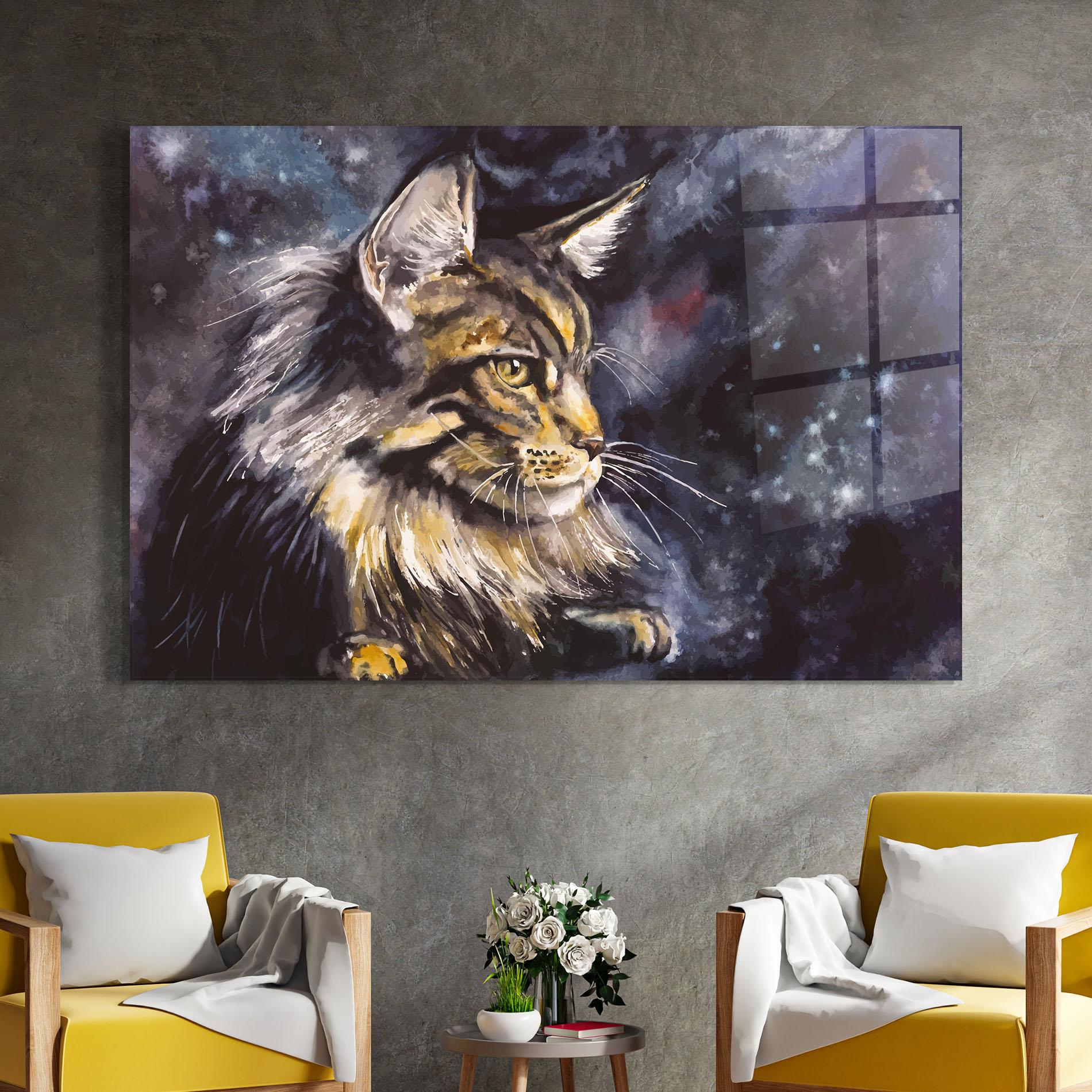 Glasbild Cat Watercolor Art mockup 4