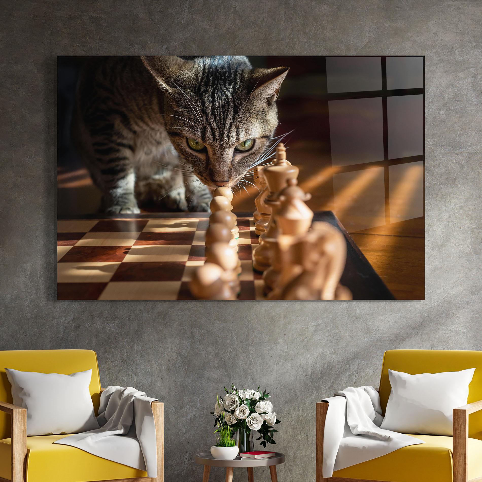 Glasbild Chess Cat mockup 4