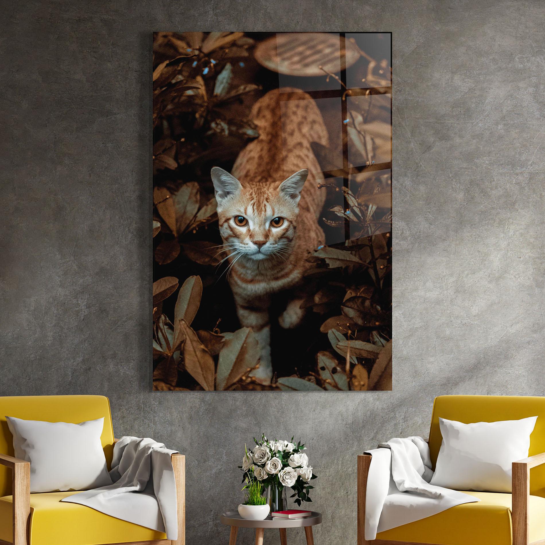 Glasbild Autumn Orange Cat mockup 4