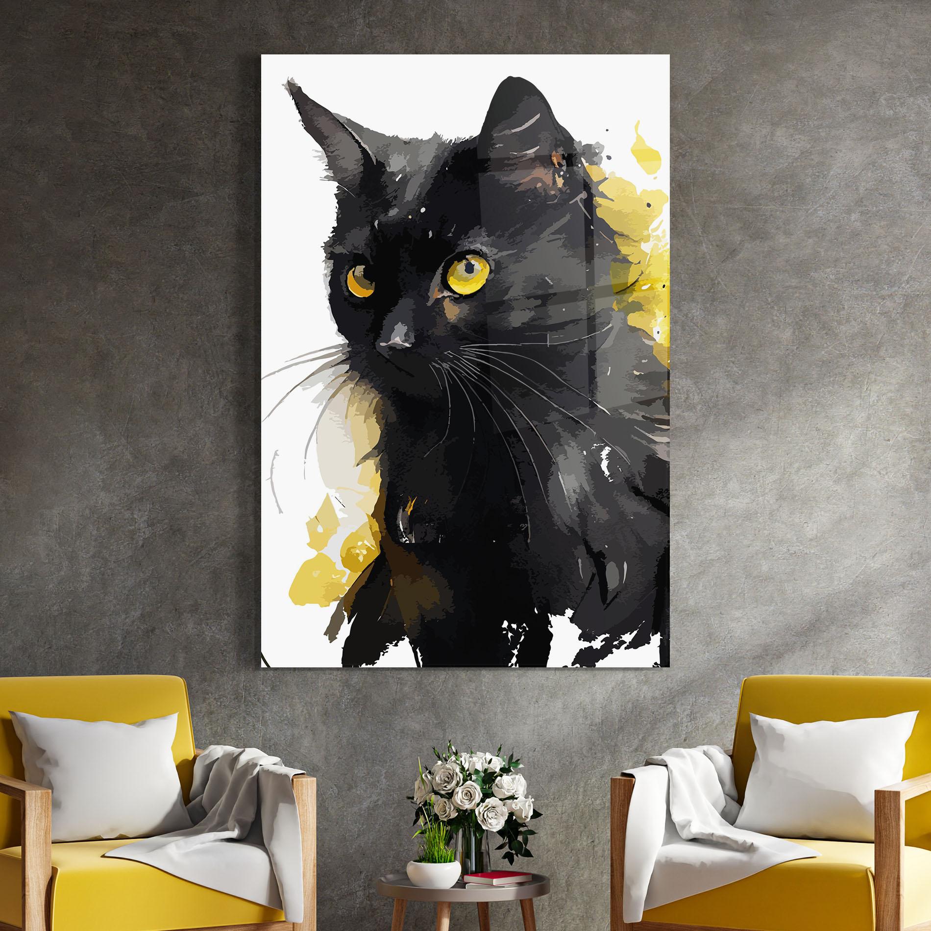 Glasbild Beautiful Black Cat mockup 4