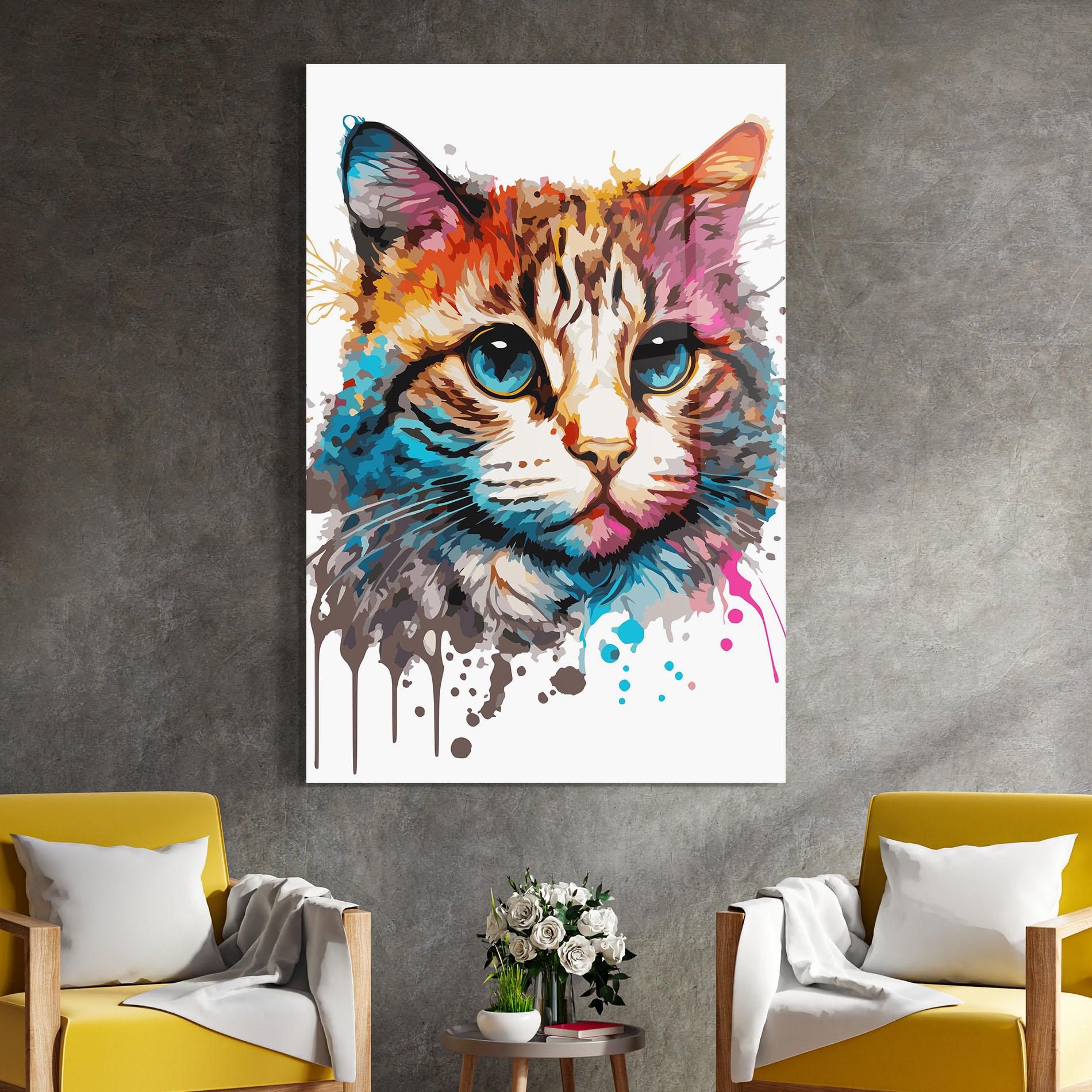 Glasbild Blue Eyes Cat mockup 4