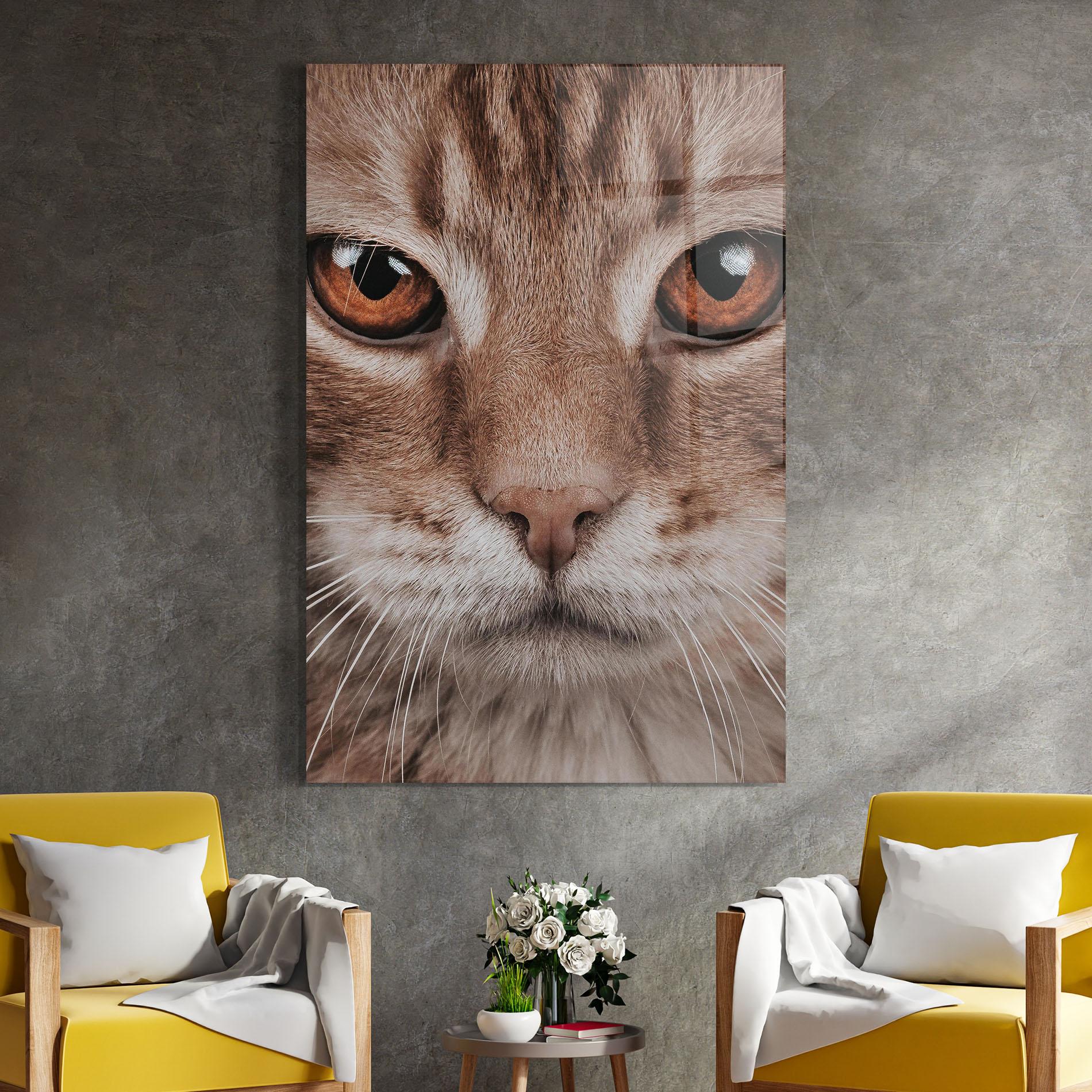Glasbild Fire Eyes Cat mockup 4