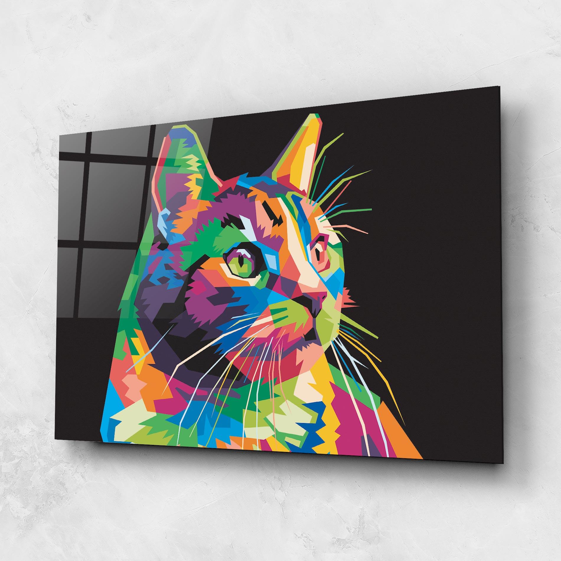 Glasbild Color Mix Cat mockup 1