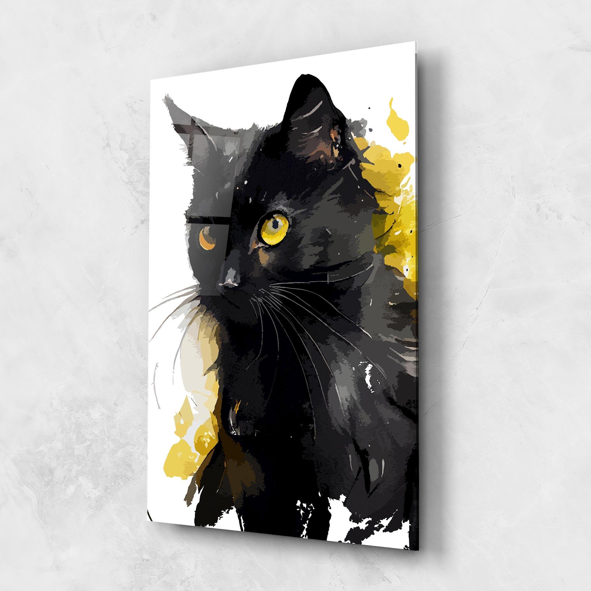 Glasbild Beautiful Black Cat mockup 1
