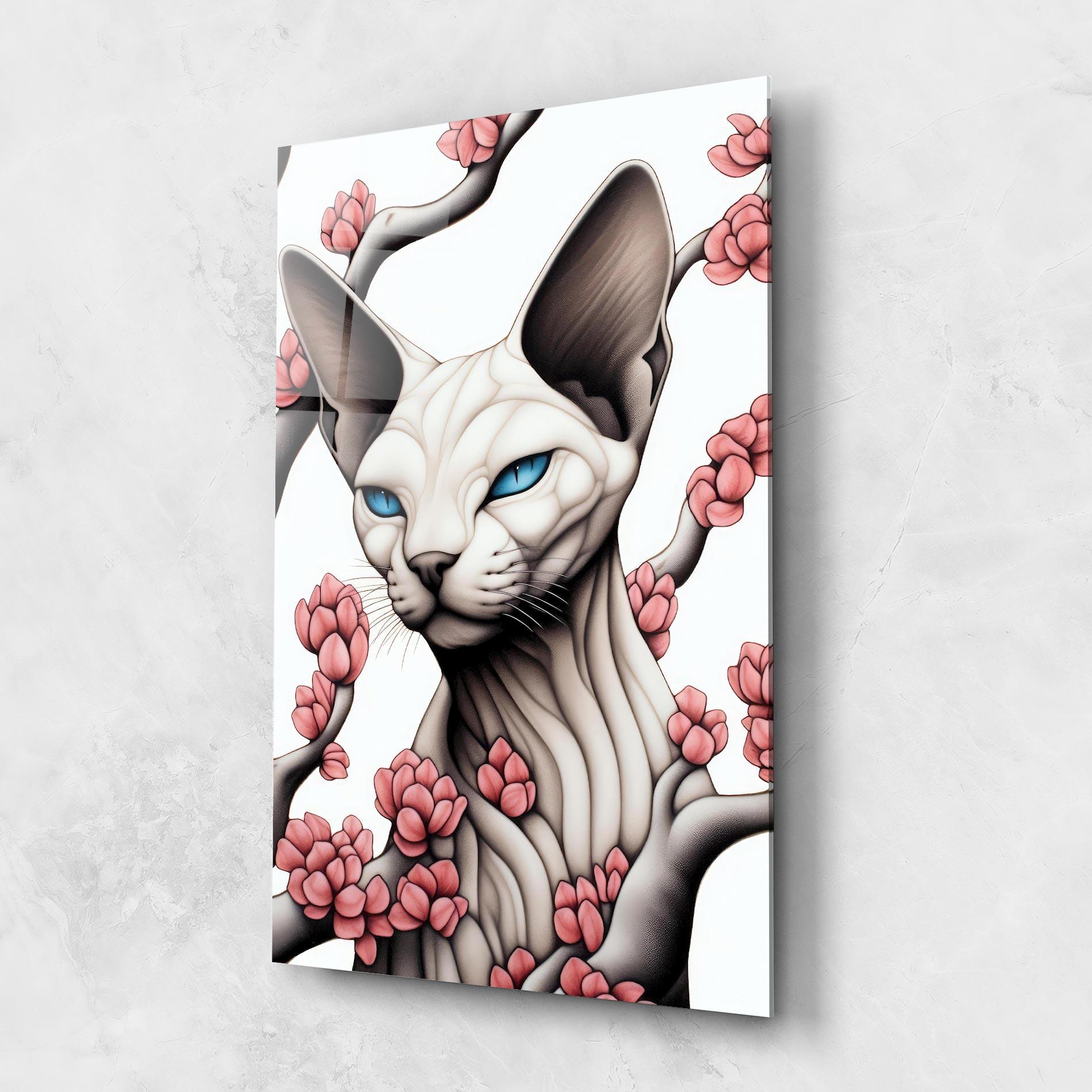 Glasbild Blue Eyes Cat Drawing mockup 1
