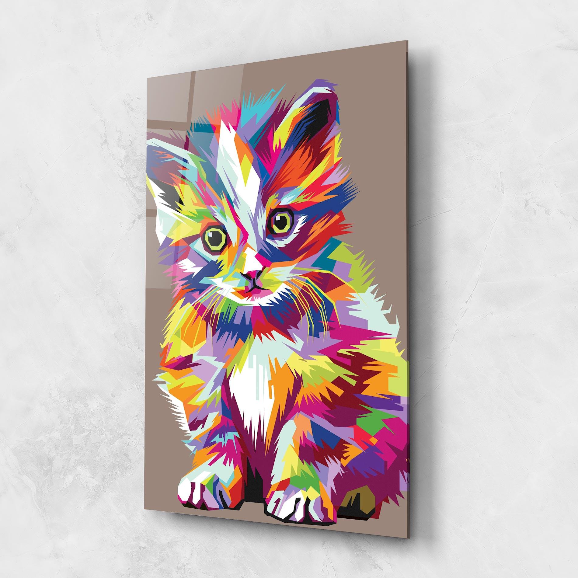 Glasbild Colorful Cat mockup 1
